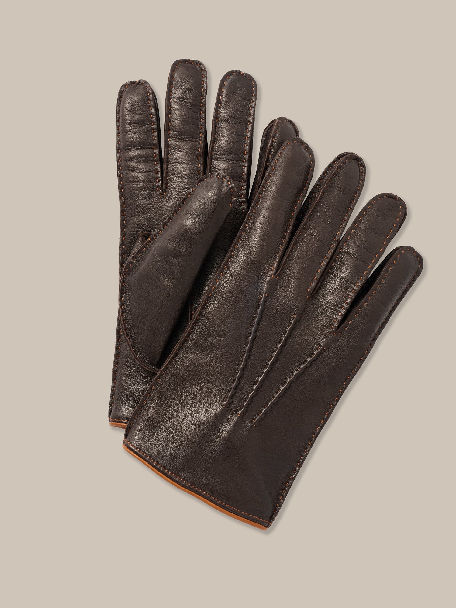 Robert Talbott Conner guanti pelle nappa castagna fodera cashmere