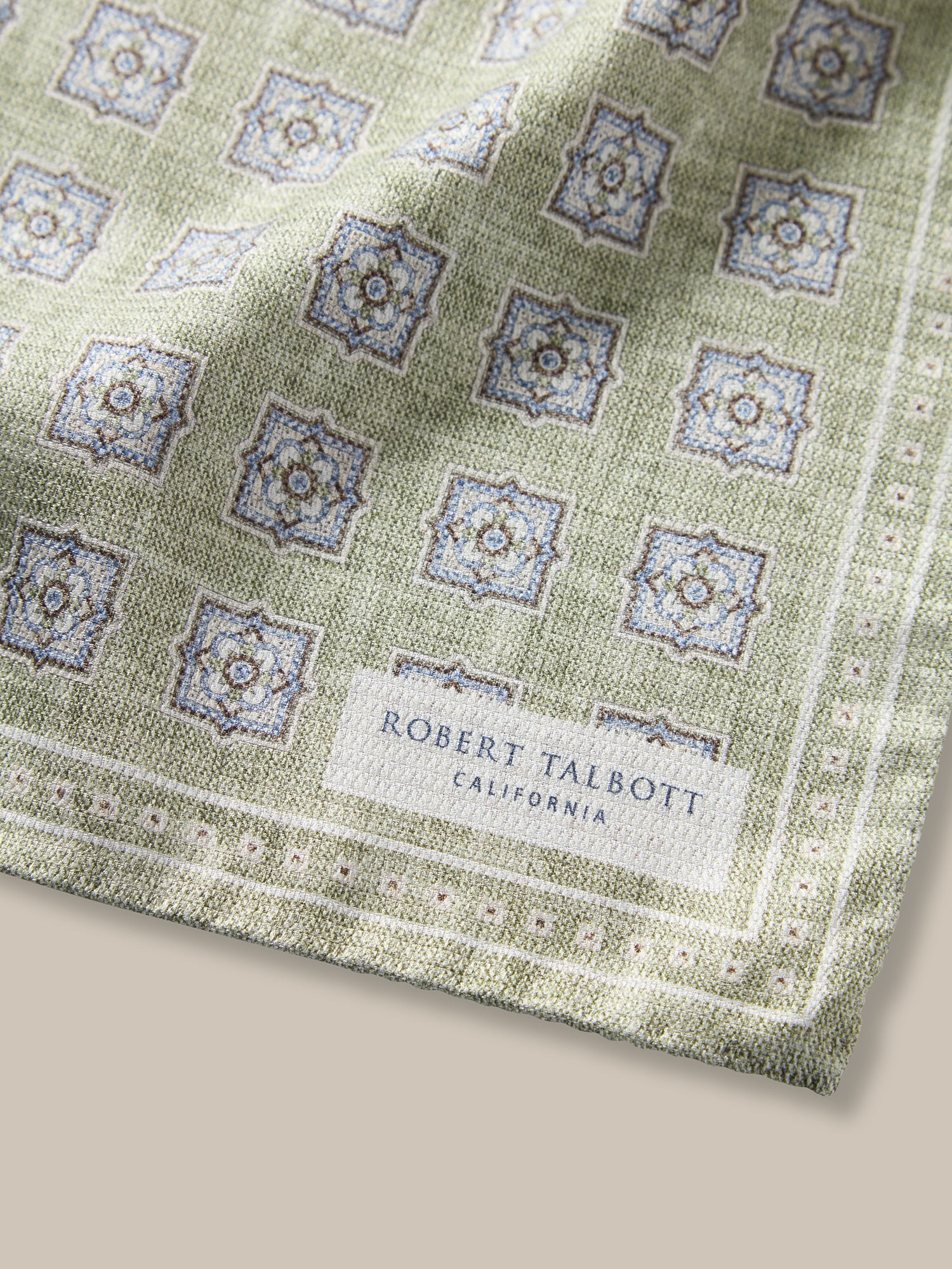 Robert Talbott Colton Pochette Seta Verde Reversibile 36cm