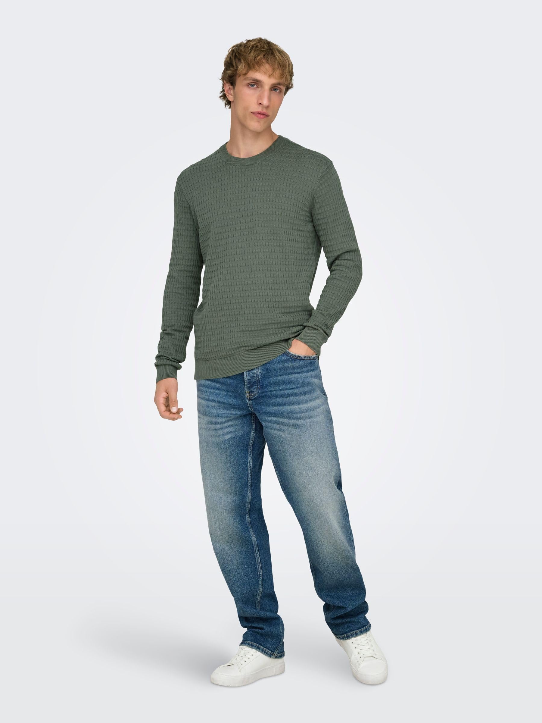ONLY & SONS Onsberry Reg 12 Maglione Uomo Grigio M