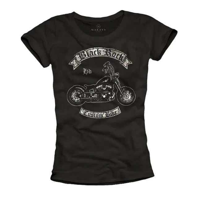 MAKAYA T-Shirt Donna Black Rock maglietta moto nera L