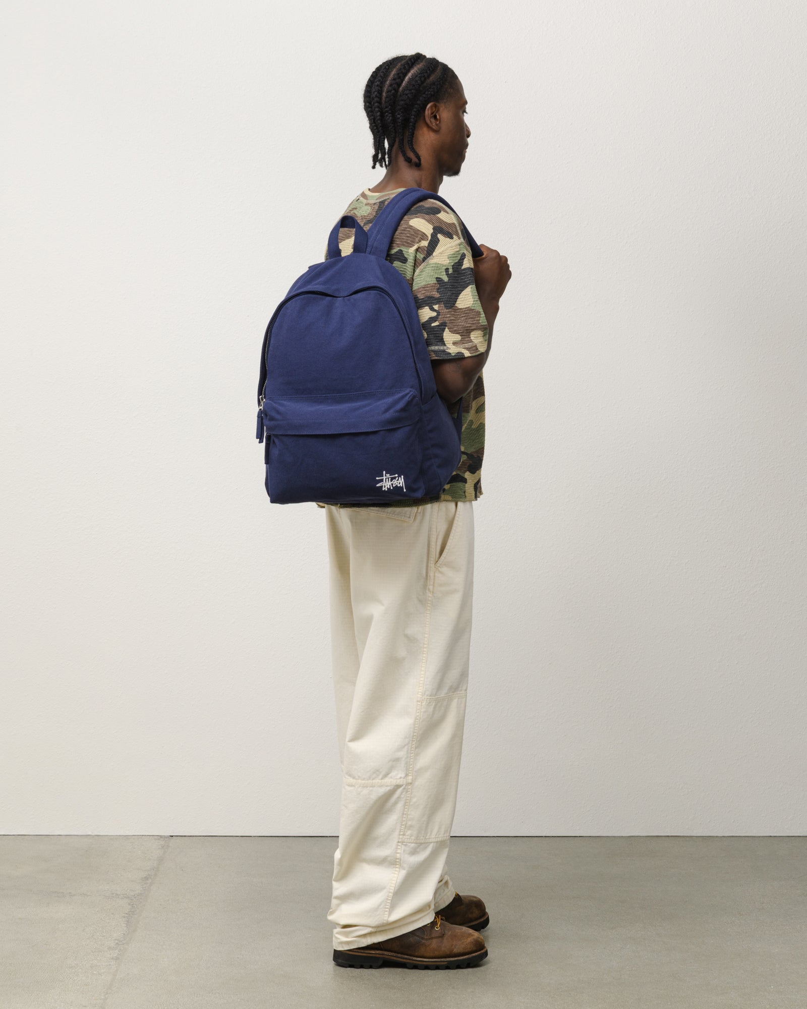 Stussy Canvas Backpack zaino blu navy cotone laptop 16"
