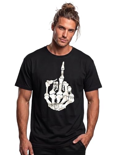 MAKAYA Hard Rock T-Shirt Uomo Nera Teschio M 185 g/m²