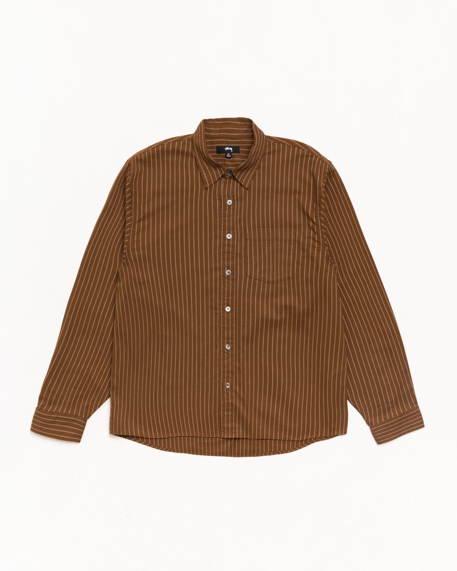 Stussy Oxford Shirt camicia Brown Stripe cotone boxy fit