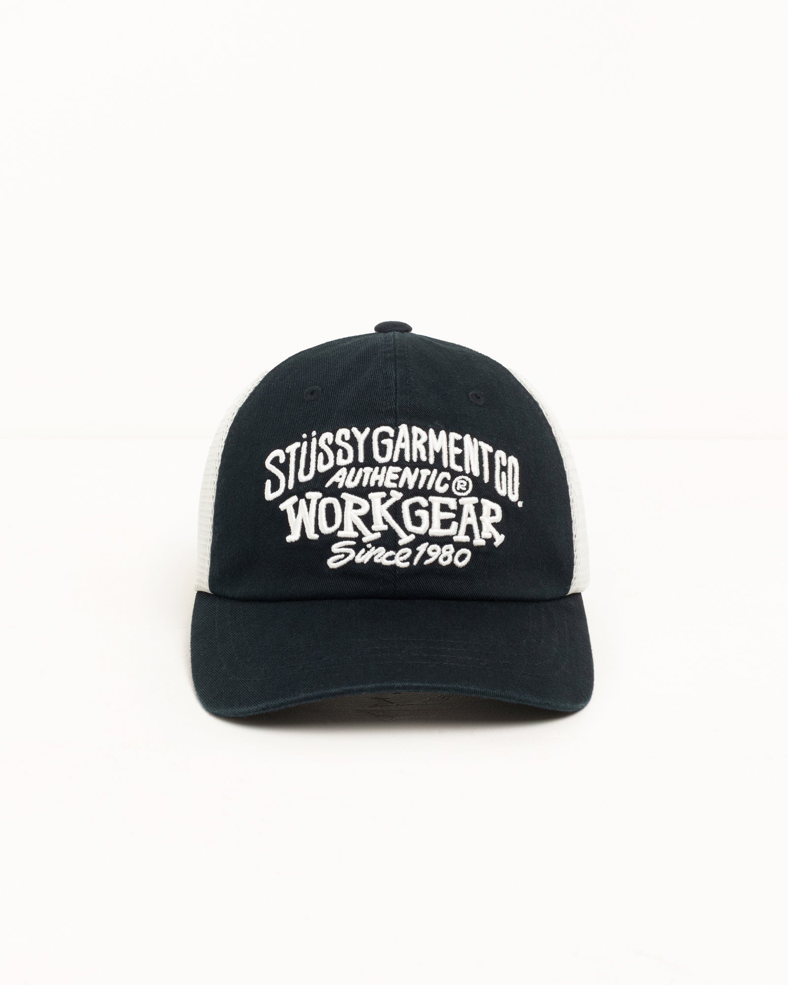 Stussy Workgear Trucker Cappello Nero Cotone Rete