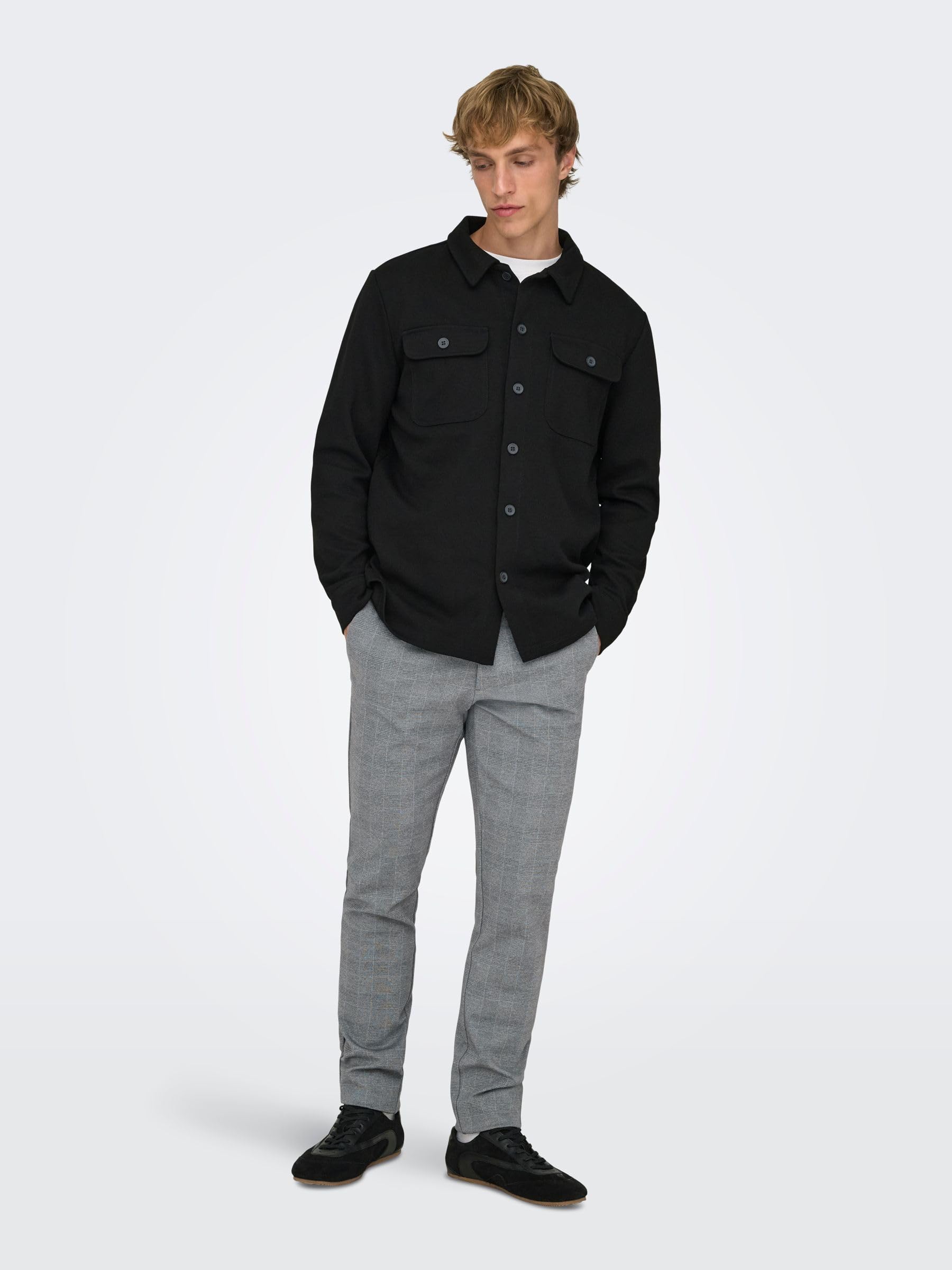 Only & Sons Onsmark Check Pants chino uomo 33W/34L nero