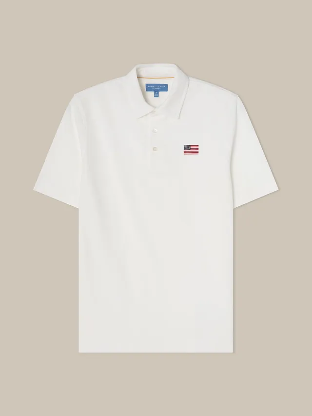 Robert Talbott USA Flag polo cotone bianca bandiera XL