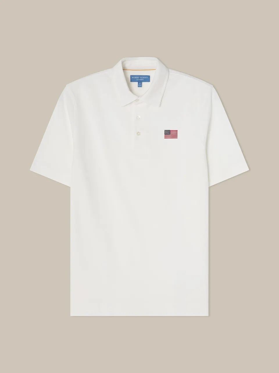 Robert Talbott USA Flag polo cotone bianca bandiera XL