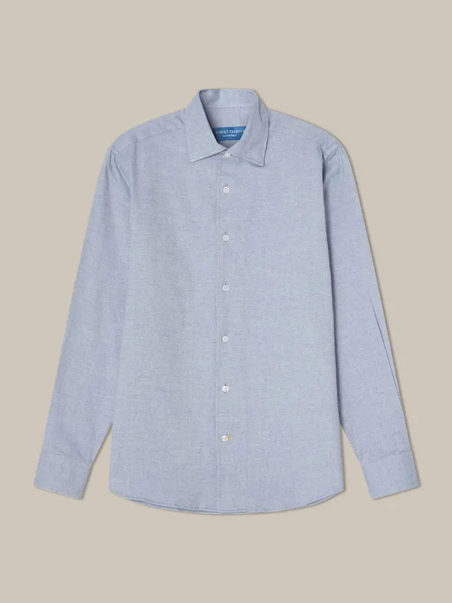 Robert Talbott Morgan camicia flanella blu manica lunga