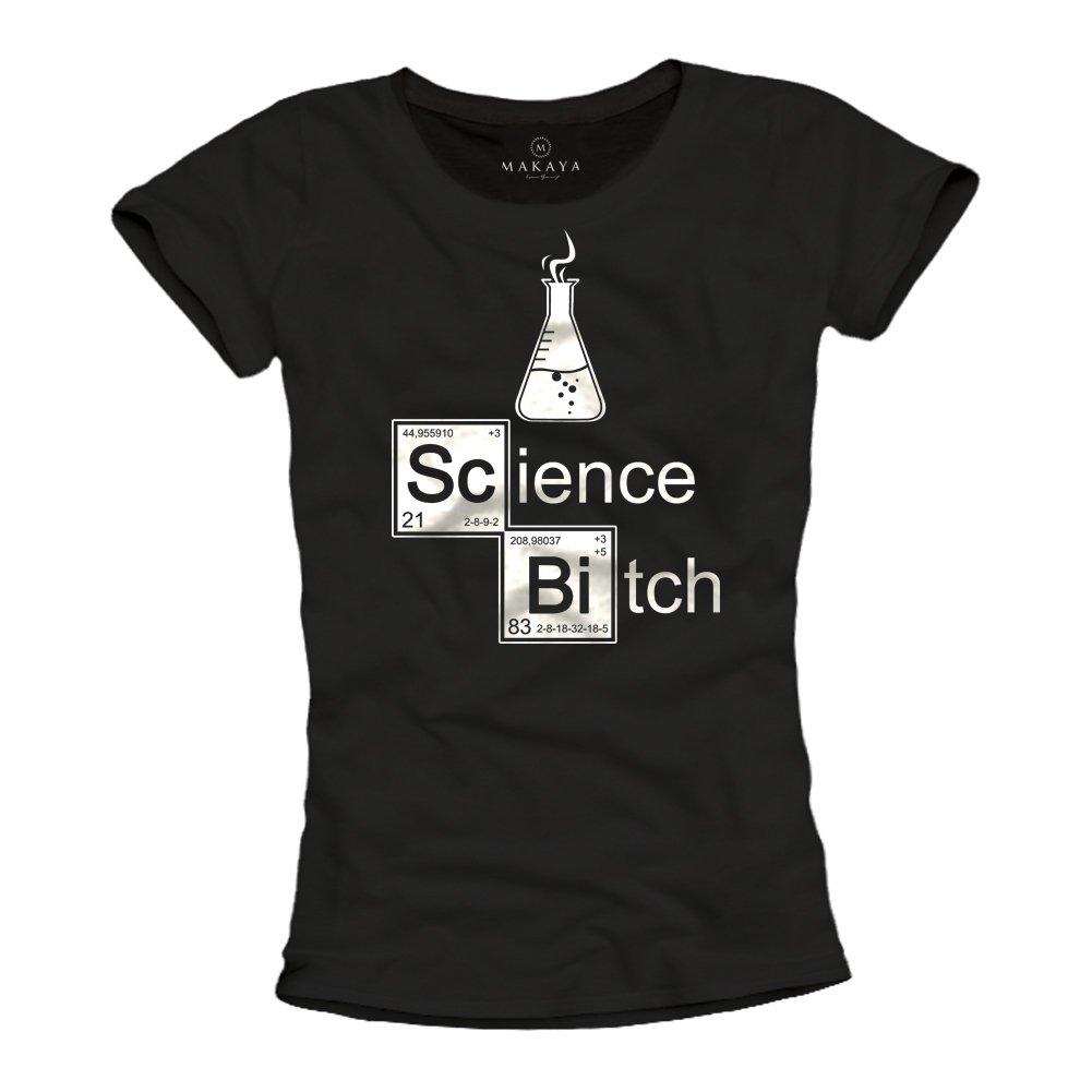 MAKAYA T-Shirt Donna Science Bitch maglietta nera L