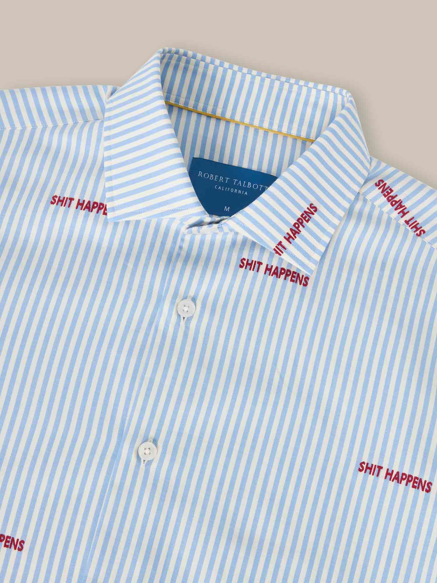 Robert Talbott Reynolds camicia twill bengal azzurro chiaro