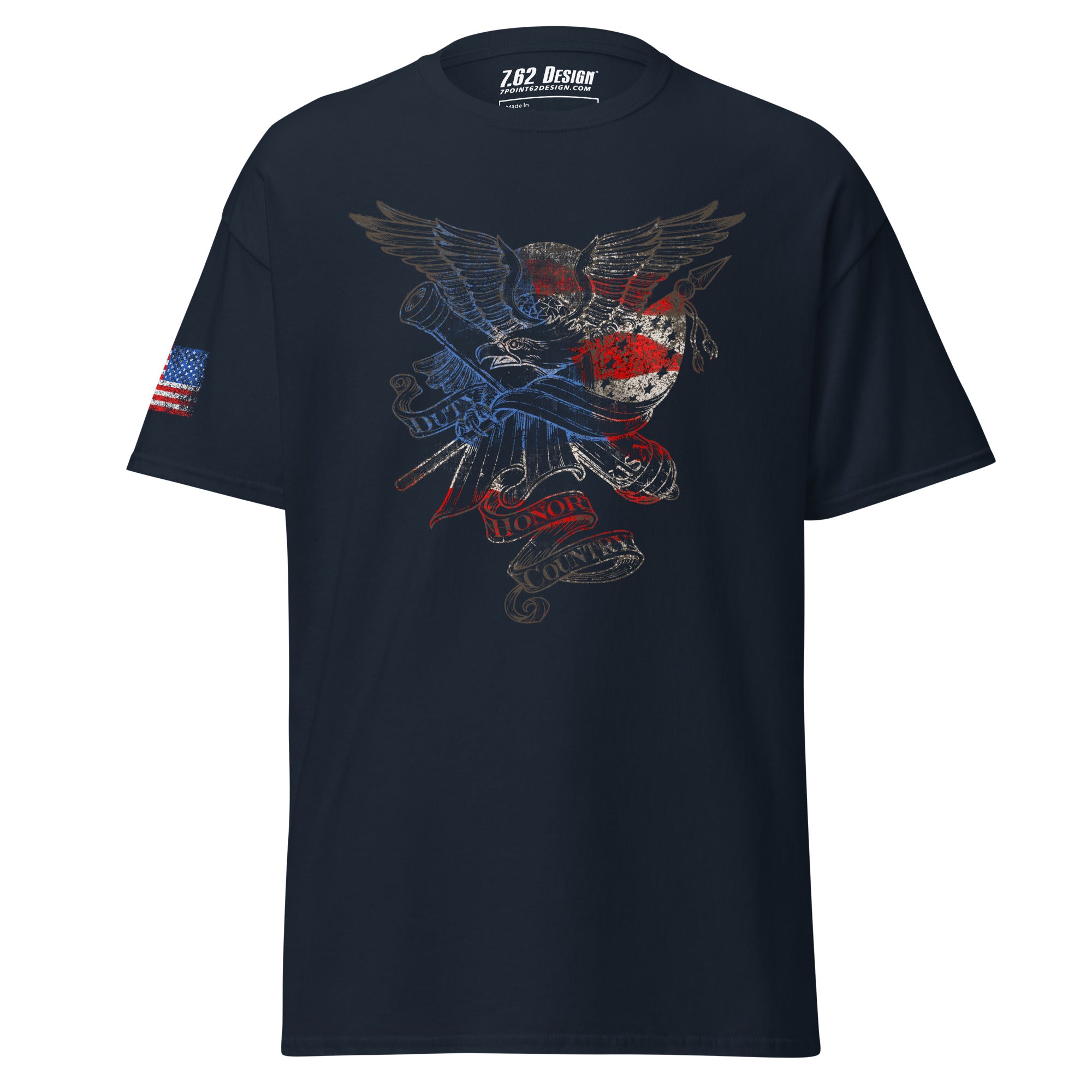 7.62 Design Duty Honor Country t-shirt cotone nera aquila USA