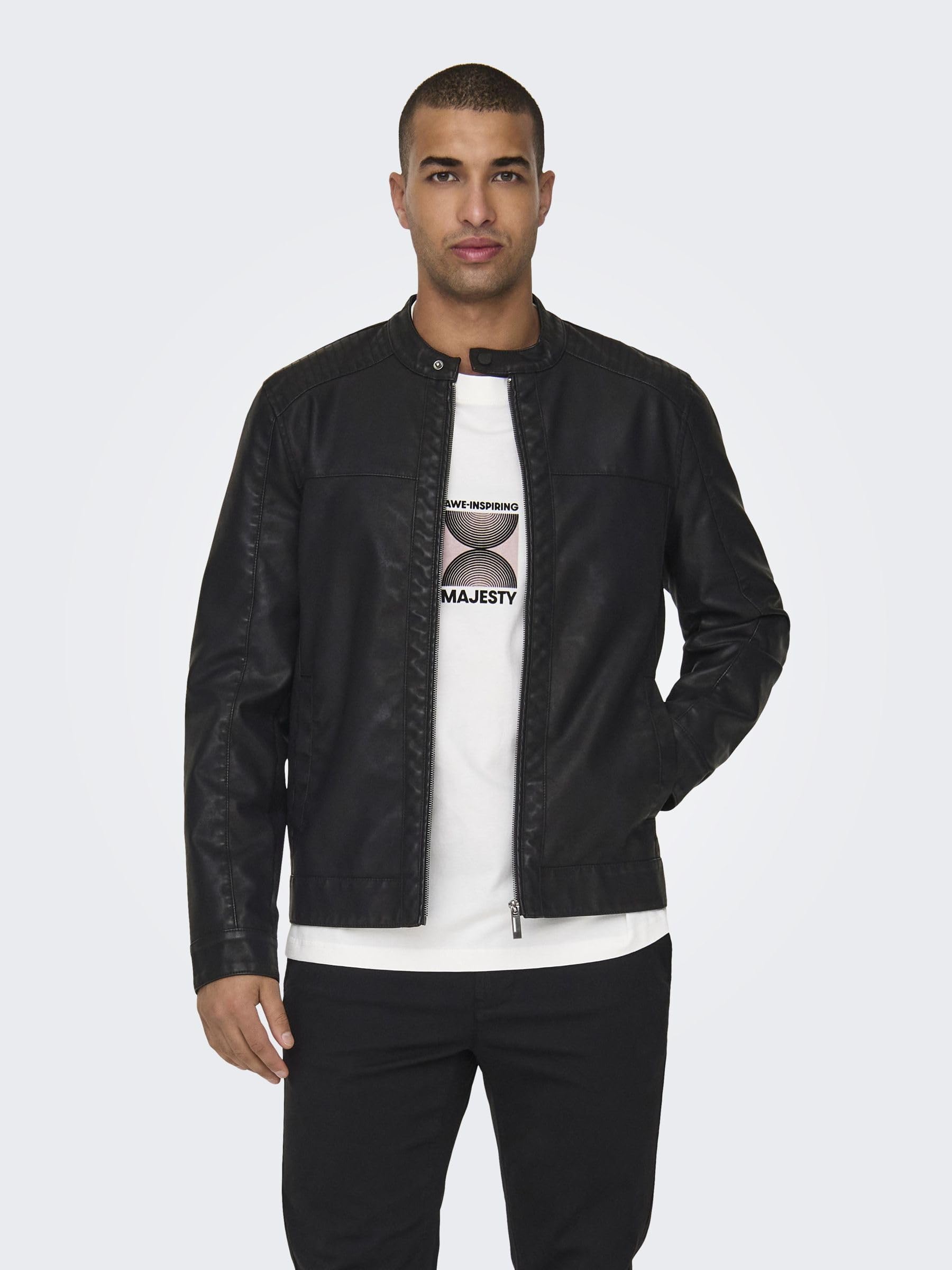 ONLY & SONS Onsmike Giacca Uomo Nero 100% Poliestere Taglia M