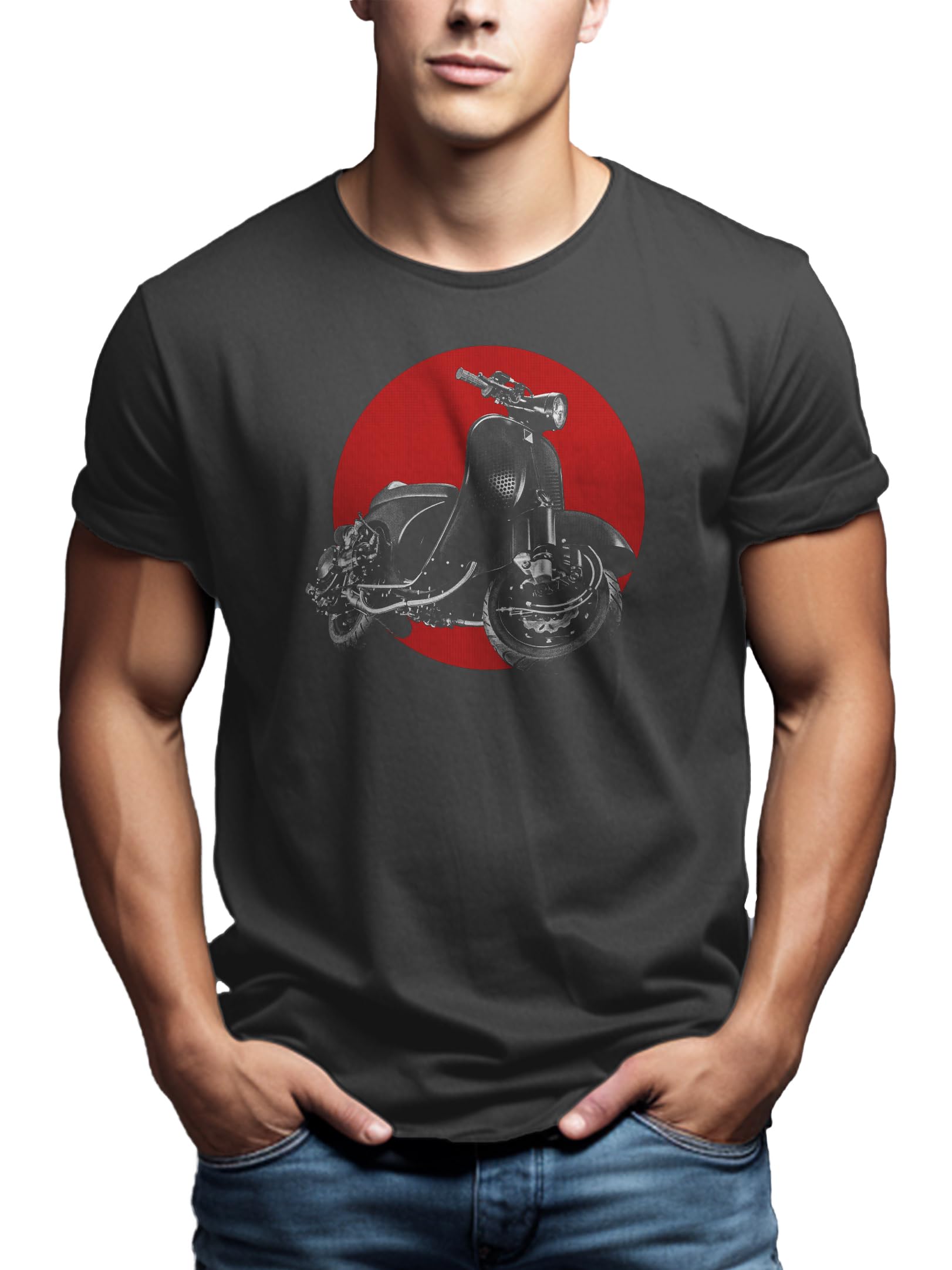 Makaya Vintage Tuning Scooter T-Shirt Uomo Cotone