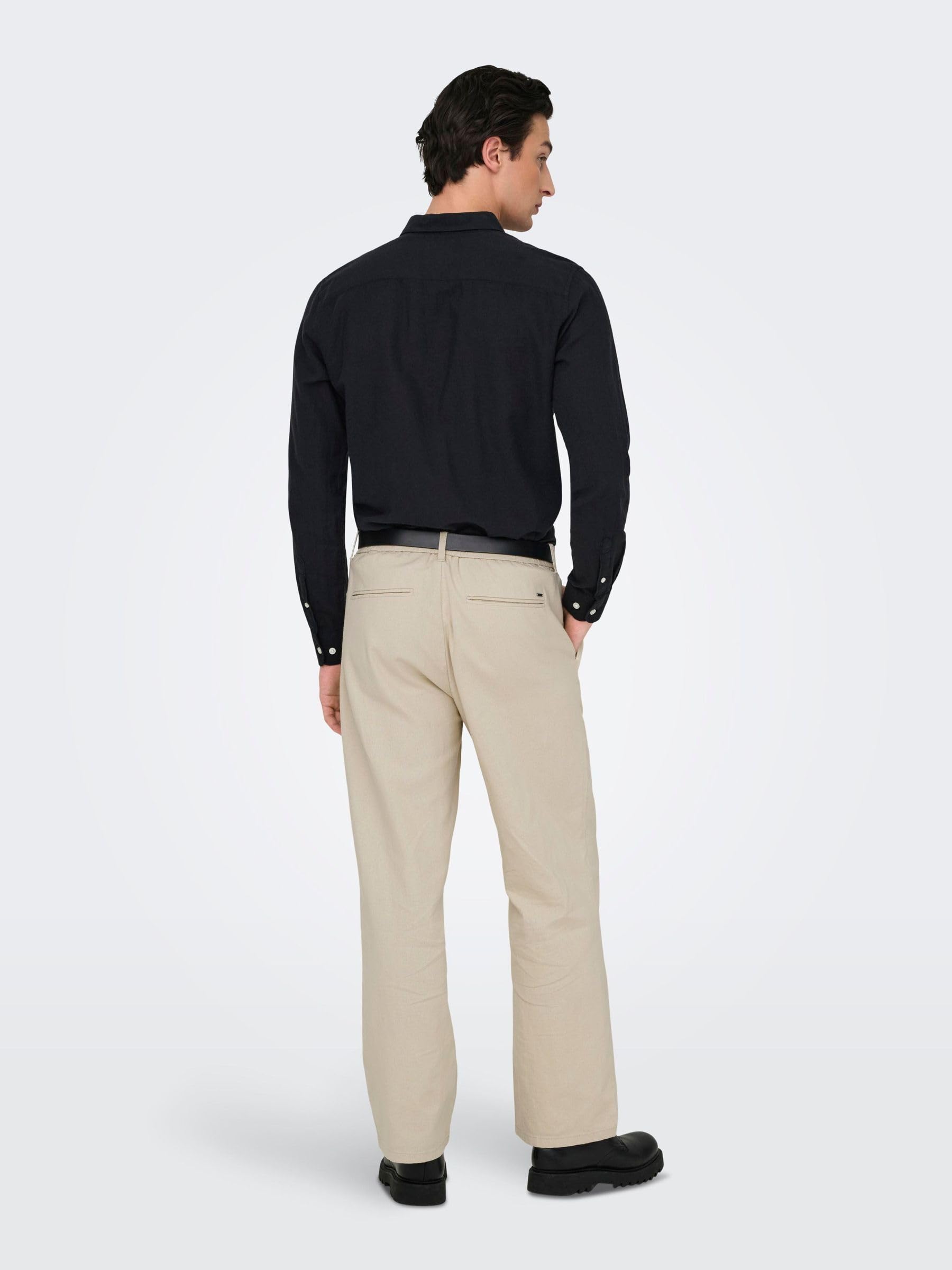 ONLY & SONS pantalone uomo Nero 33W 32L cotone