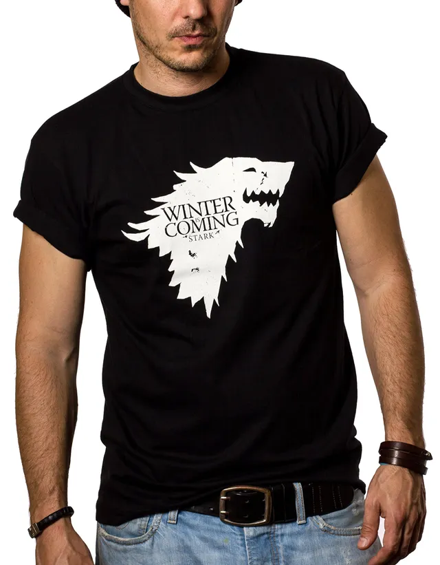 Makaya Winter is Coming Stark T-Shirt Uomo Nero 100% Cotone