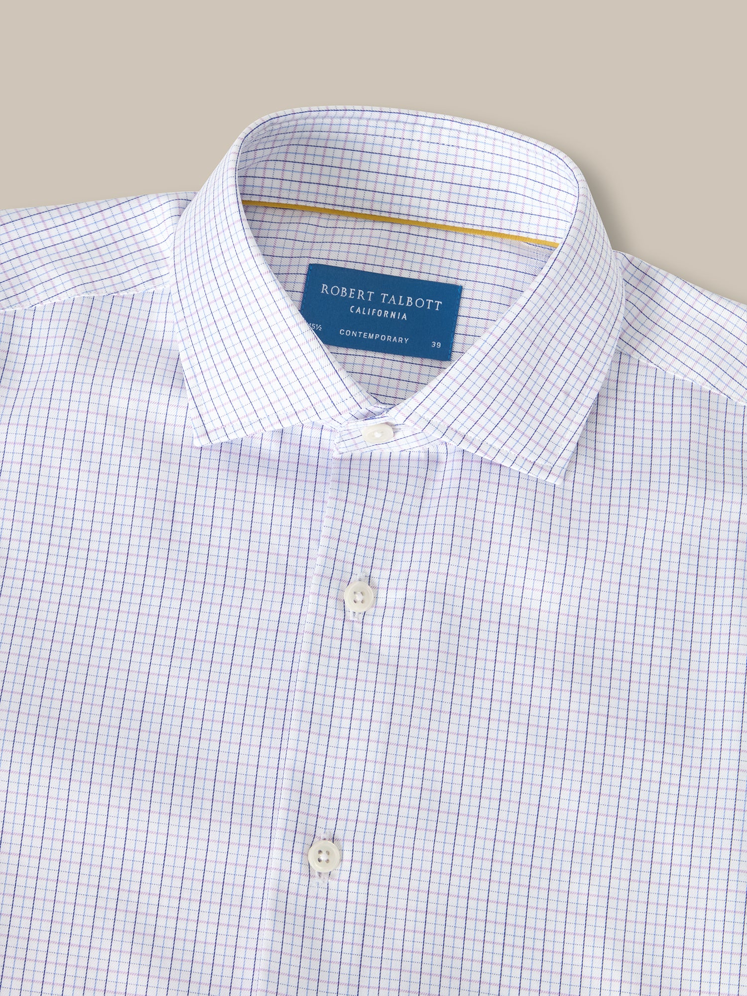 Robert Talbott Reynolds Tattersall camicia cotone lampone