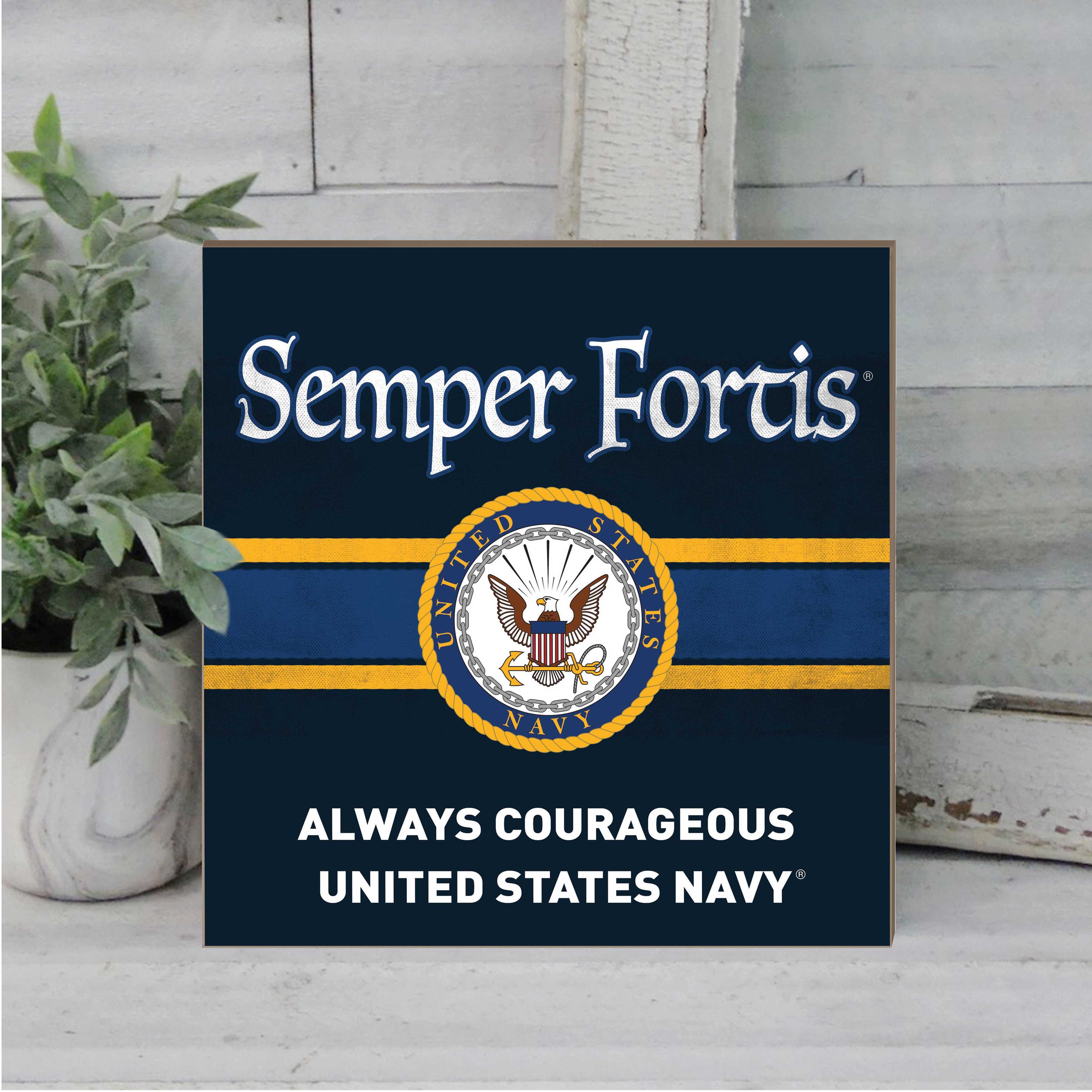 7.62 Design U.S. Navy Semper Fortis targa legno 25x25 cm navy