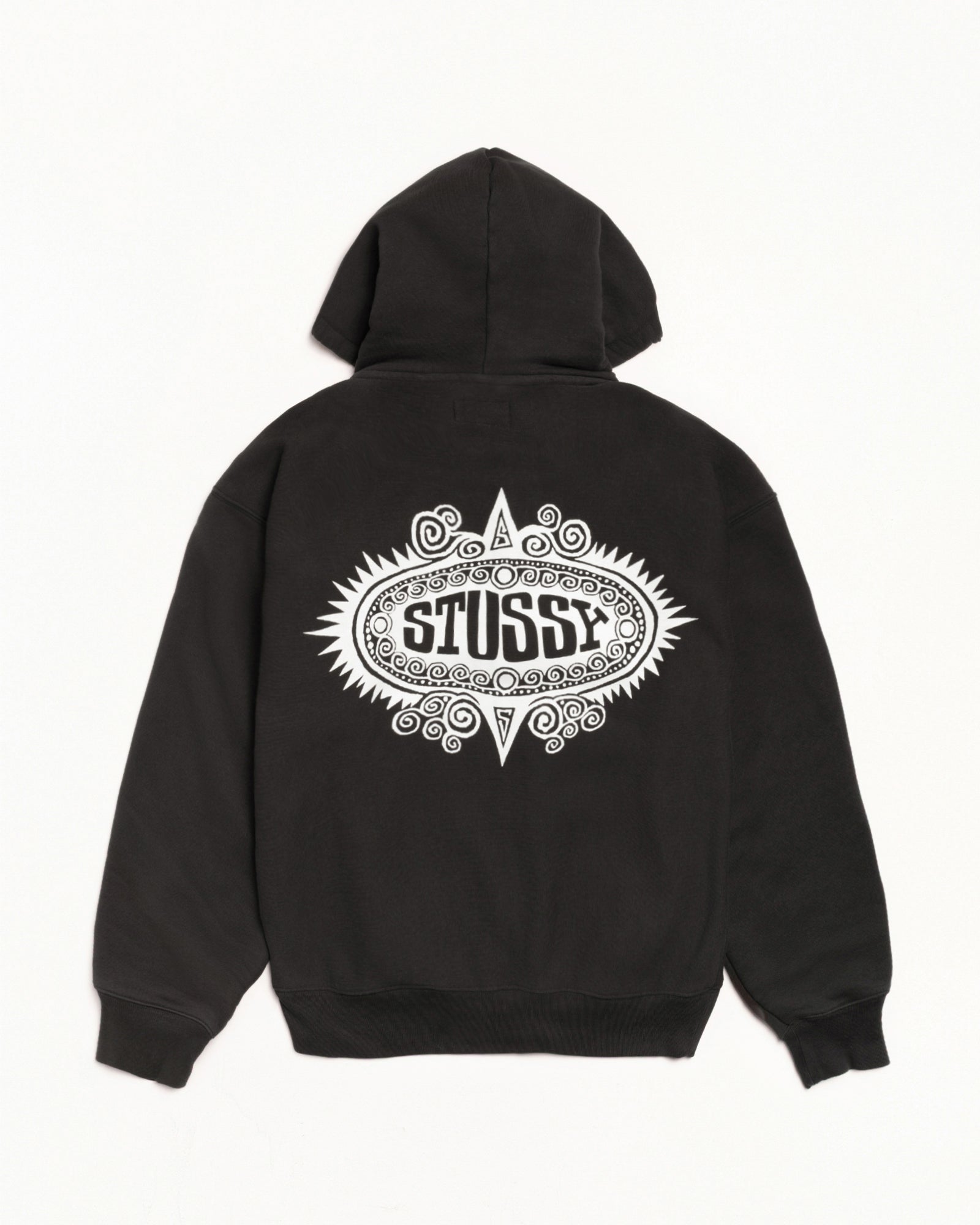 Stussy Mantra Zip Hoodie felpa nera 66% cotone cappuccio