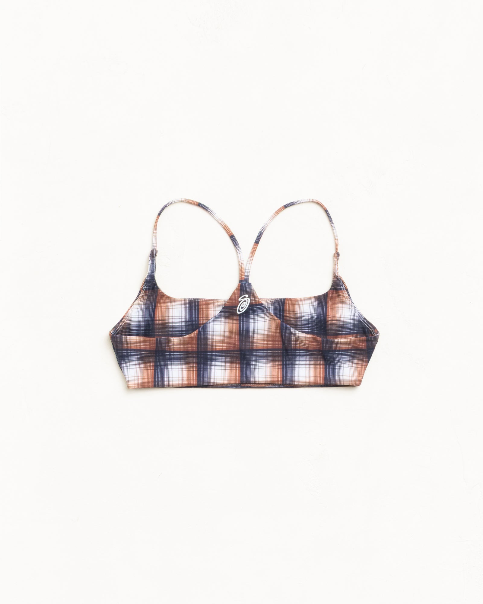 Stussy Halter Bikini Top bikini marrone quadri elastane