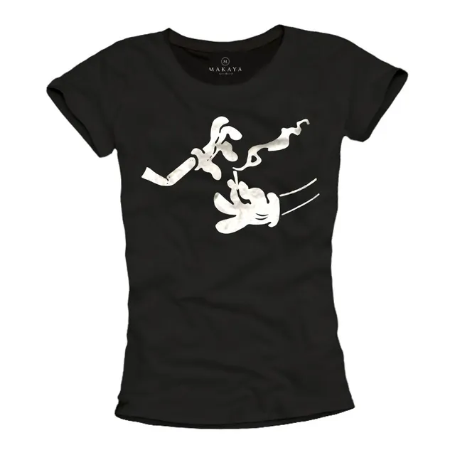 MAKAYA T-Shirt Donna Mickey E Bugs ON Dope maglietta nera M cotone