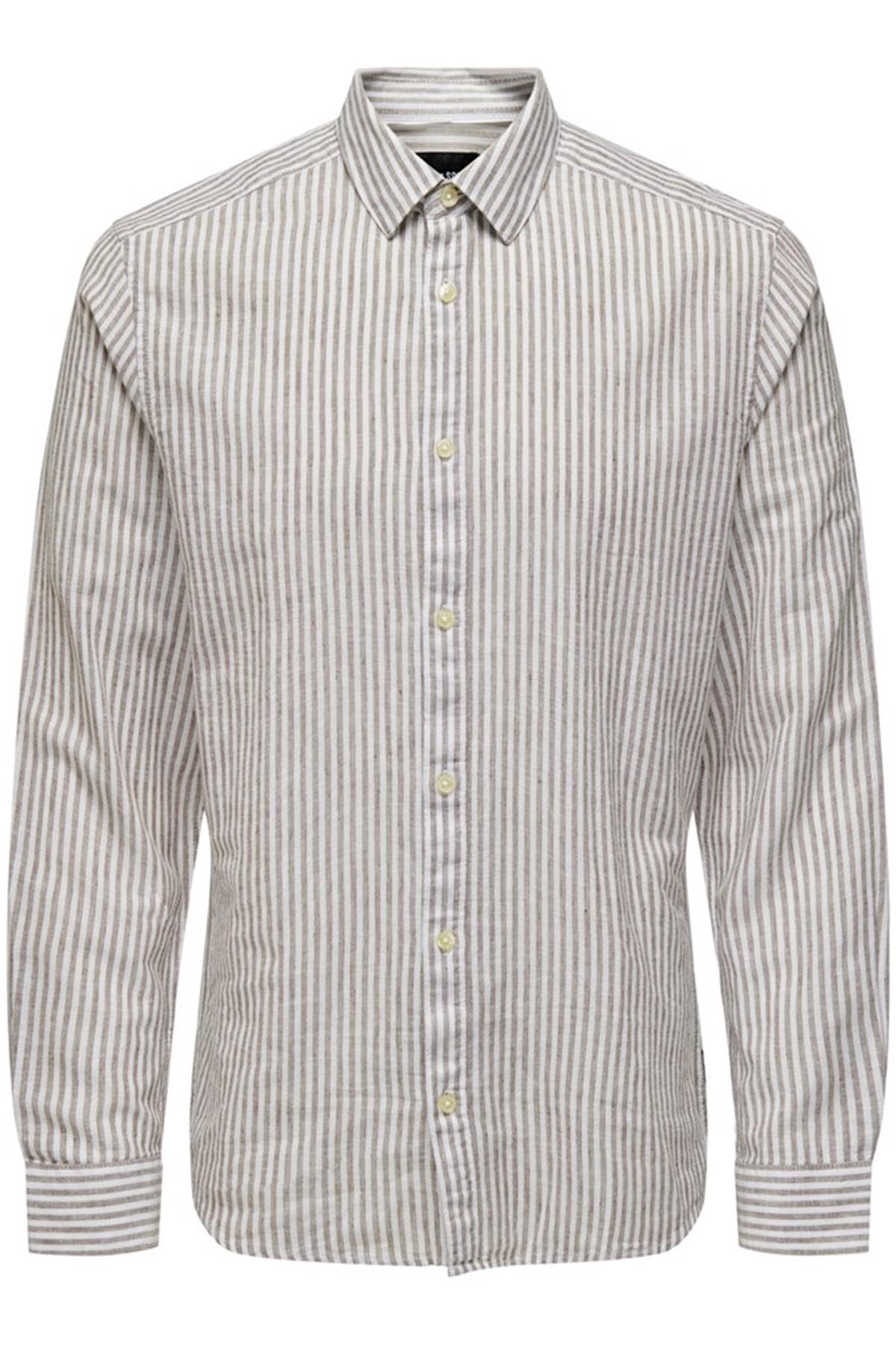 ONLY & SONS Camicia Onscaiden Stripe Linen Uomo Lino Righe
