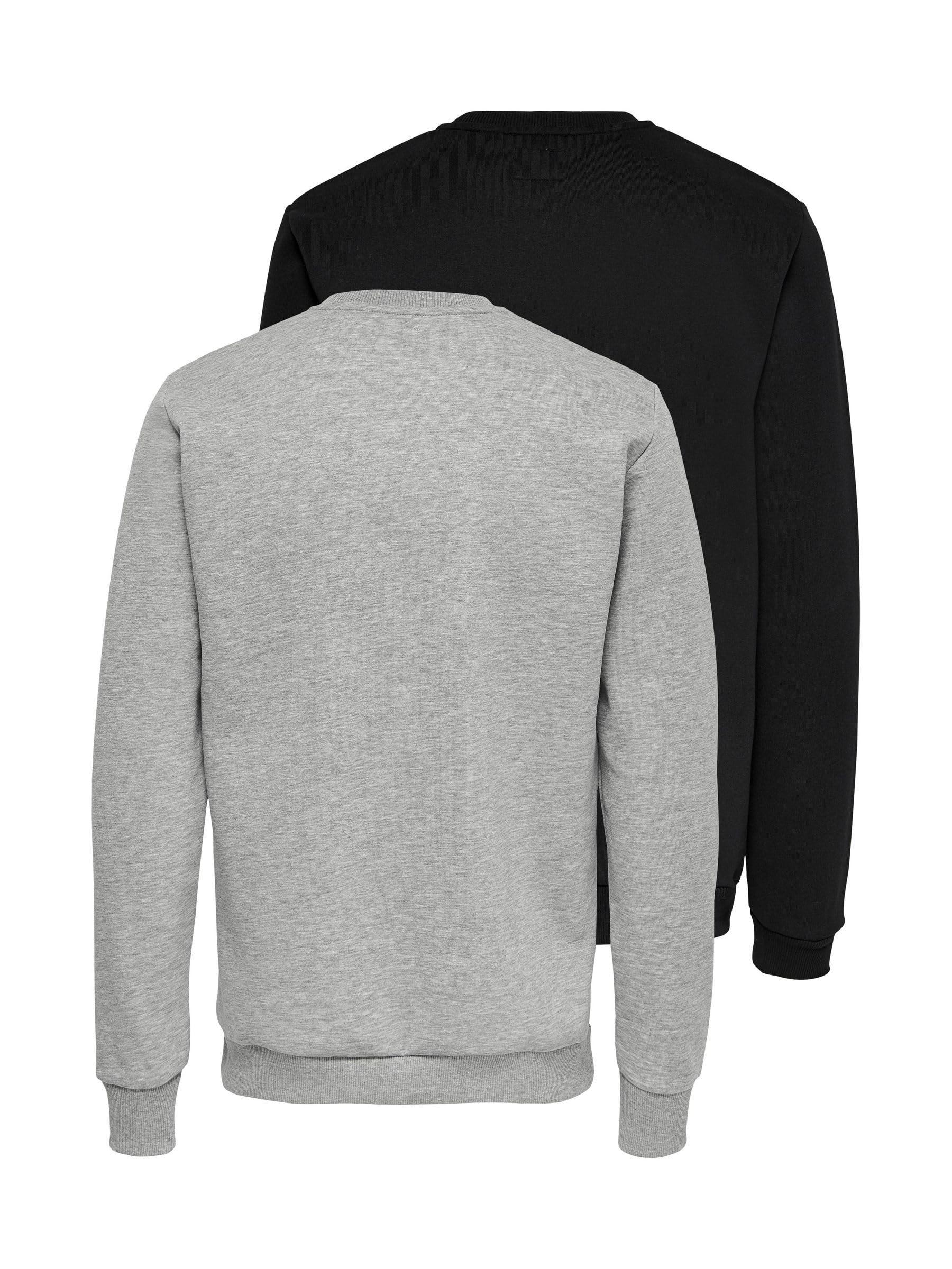 ONLY & SONS felpa girocollo uomo pack 2 nero S tinta unita