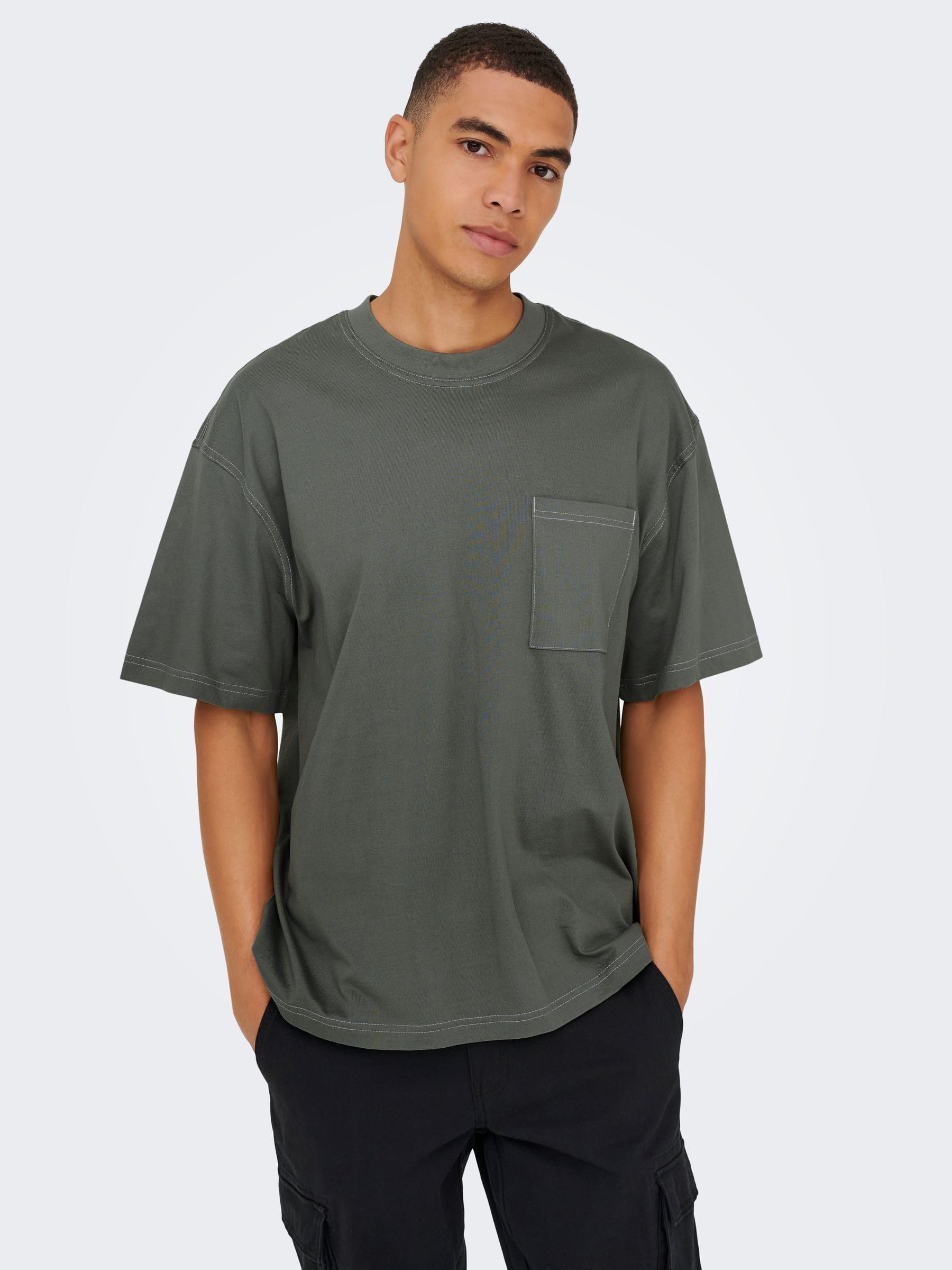 Only & Sons Larry T-Shirt Uomo Grigio XL Cotone