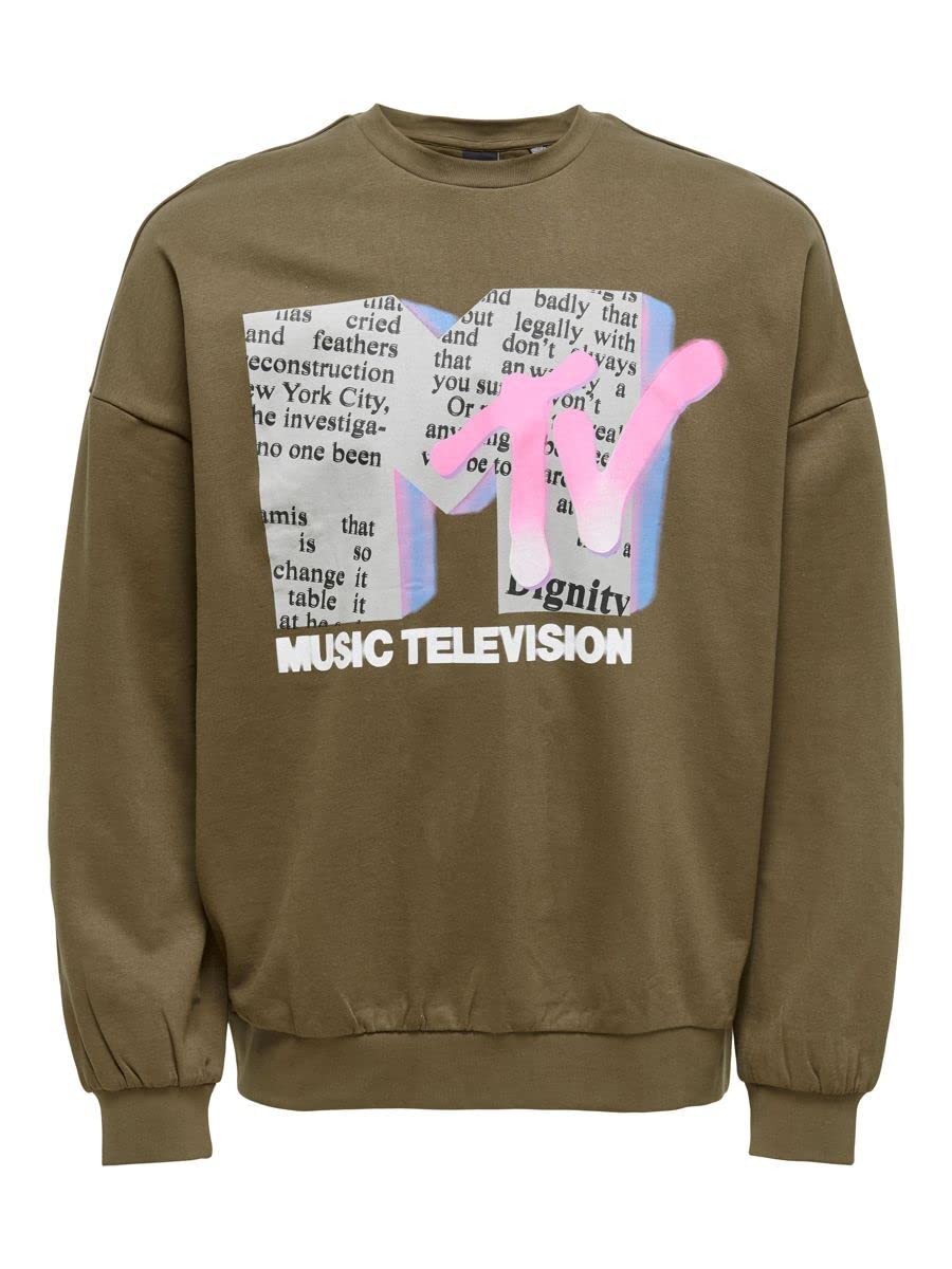 Only & Sons Onsmtv Felpa Uomo Teak Stampa MTV