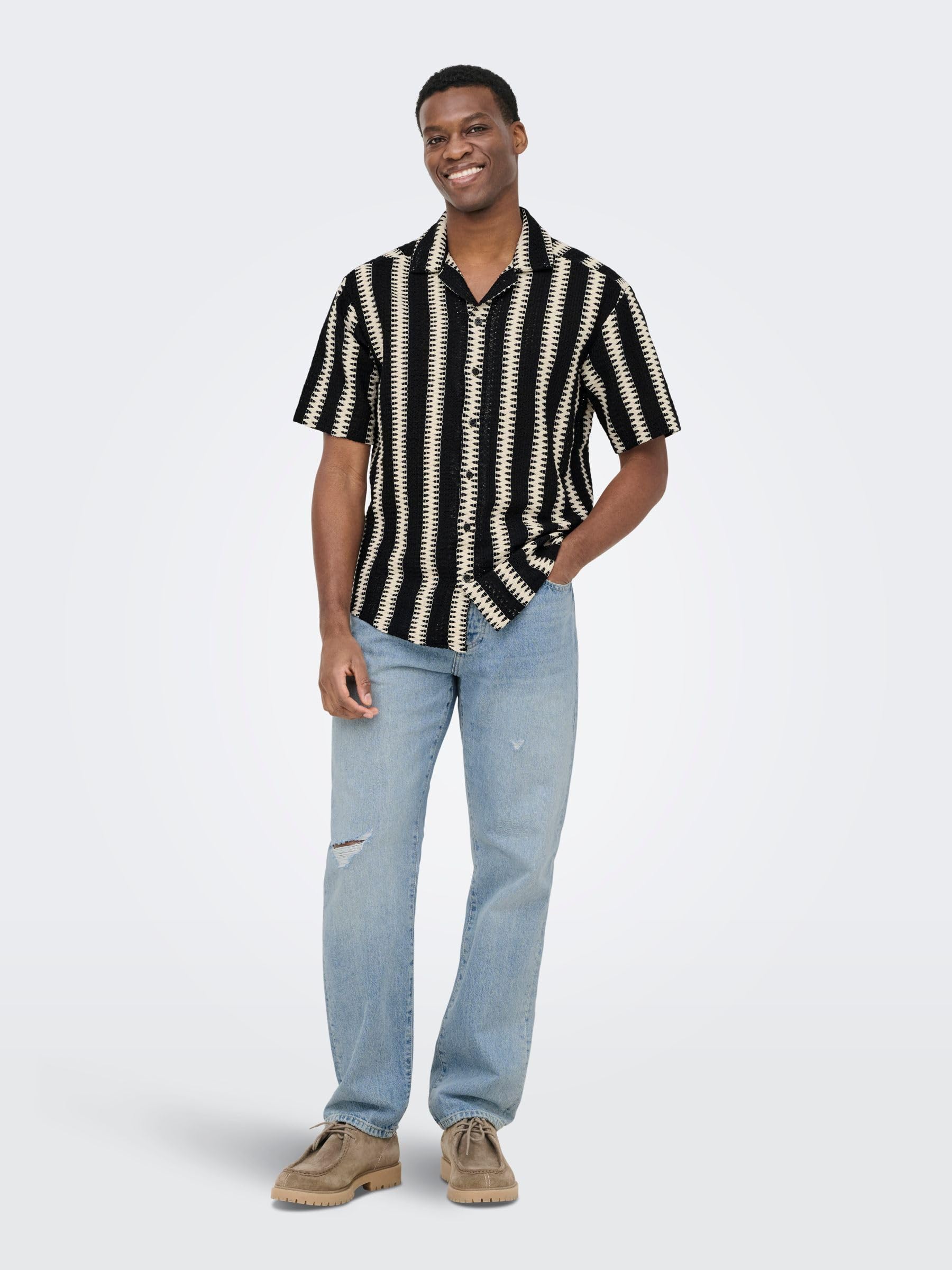 Only & Sons Onsdani Crochet Camicia Uomo XS Nero