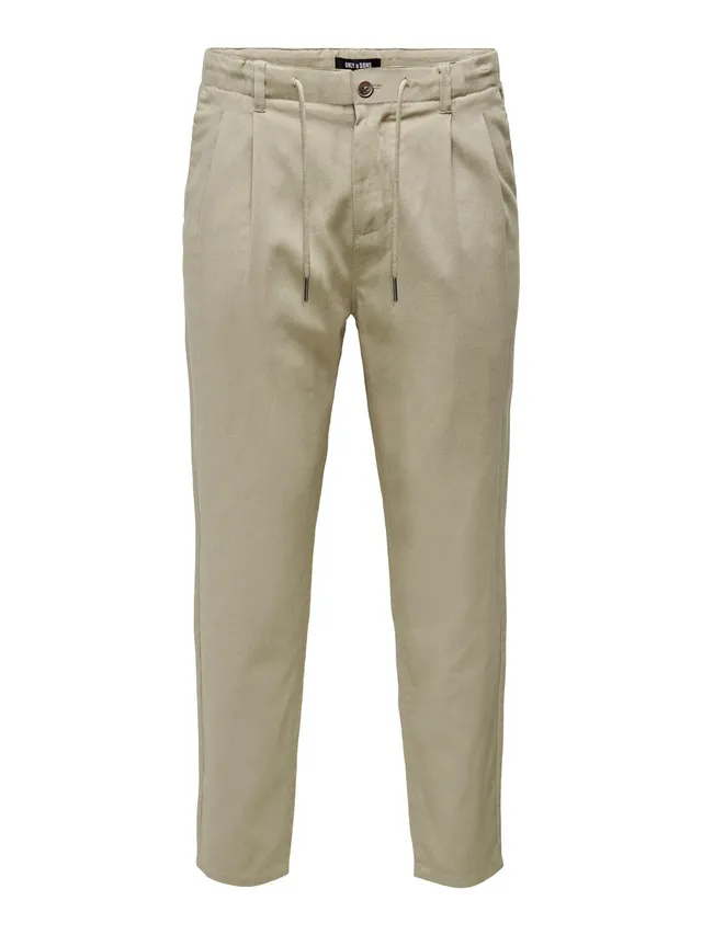 Only & Sons pantaloni uomo lino 30W/32L vita elastica