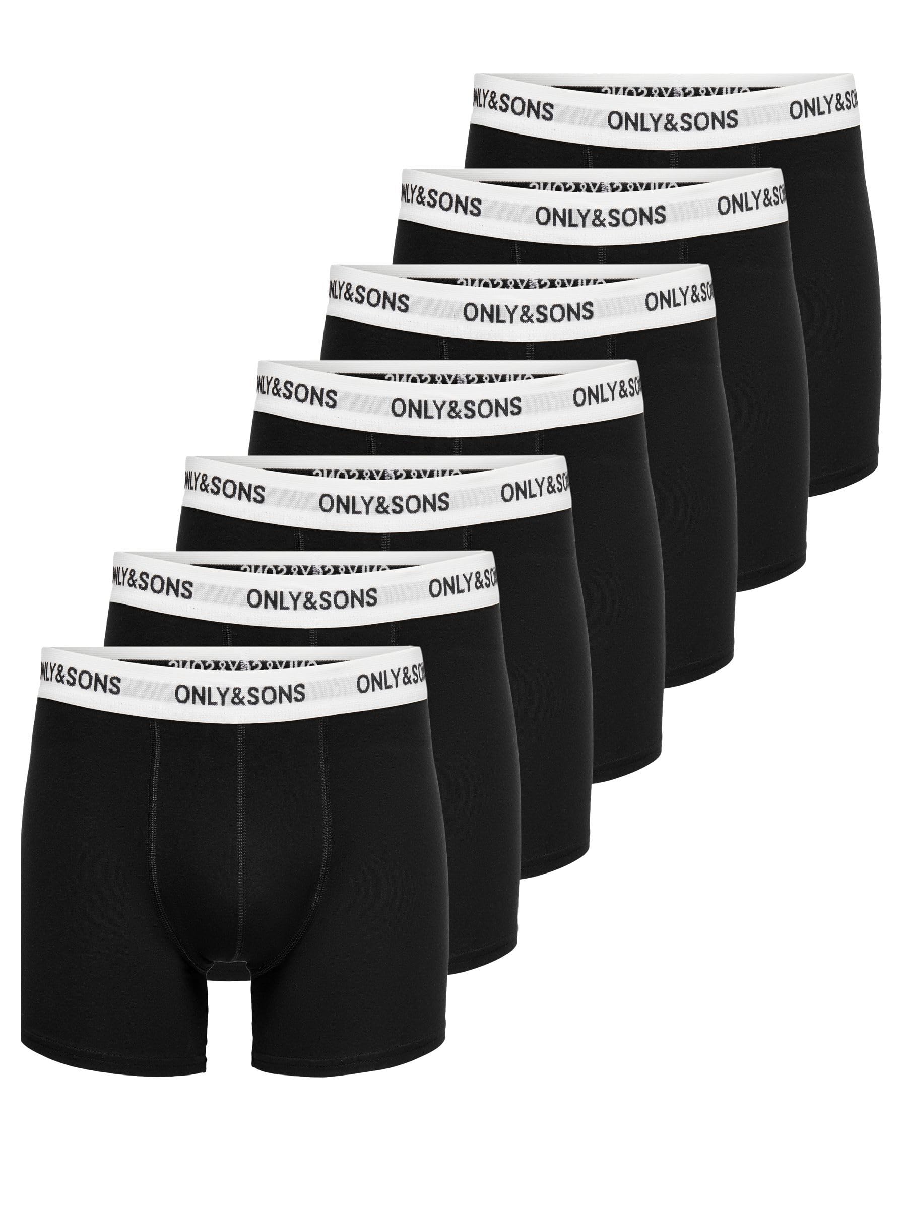 Only & Sons Onsfitz Boxer Pantaloncino Uomo Nero 7 Pezzi Cotone
