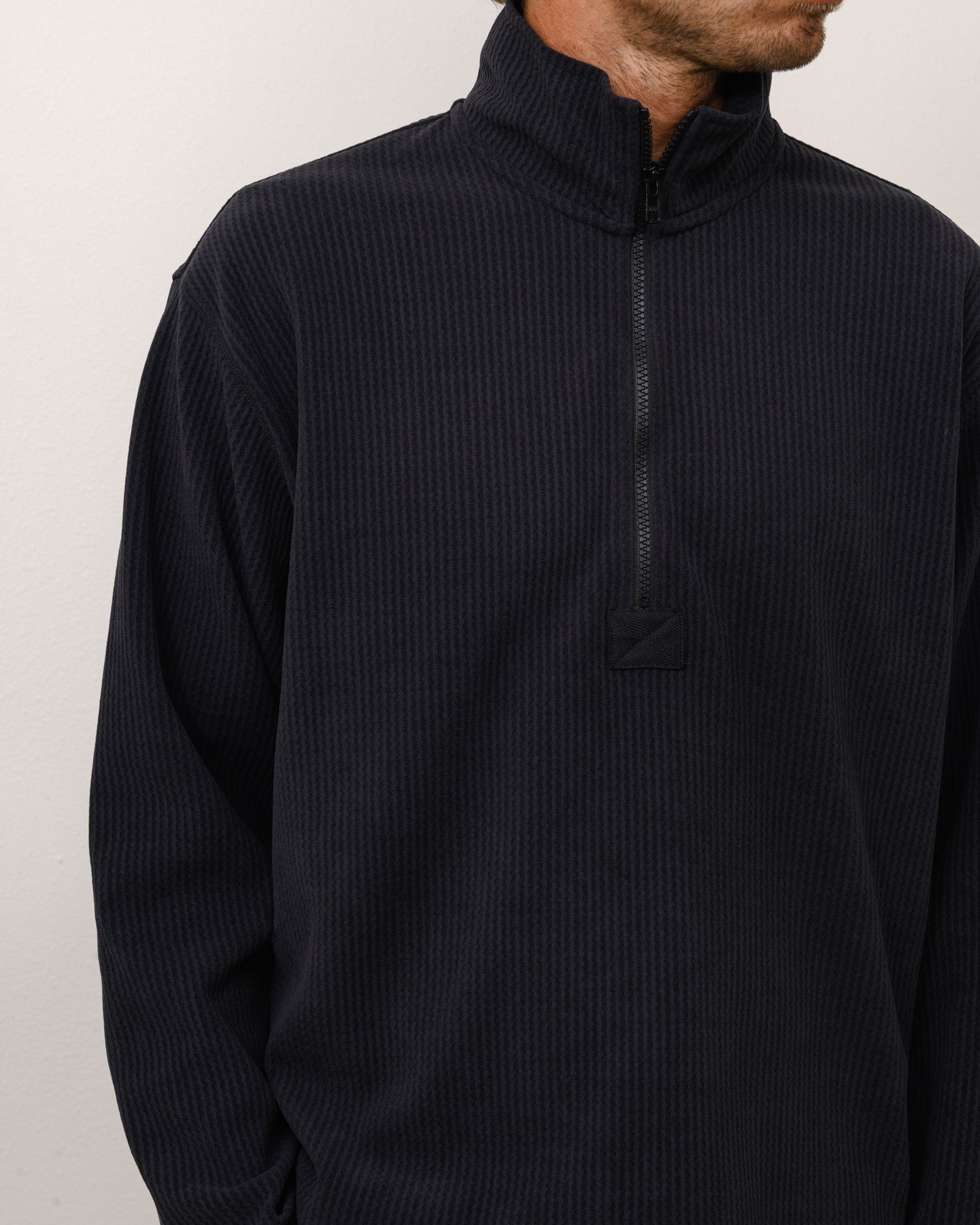 Stussy Half Zip Thermal Mock Neck maglia Black poliestere