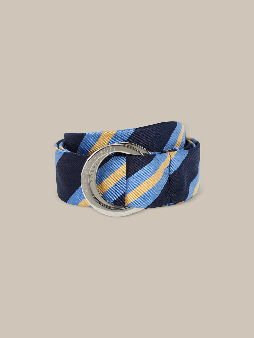 Robert Talbott Buckley cintura seta blu a righe rep