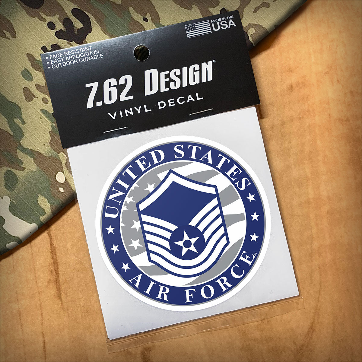 7.62 Design Air Force E-7 Decal Auto 3.5" Grado Master Sergeant
