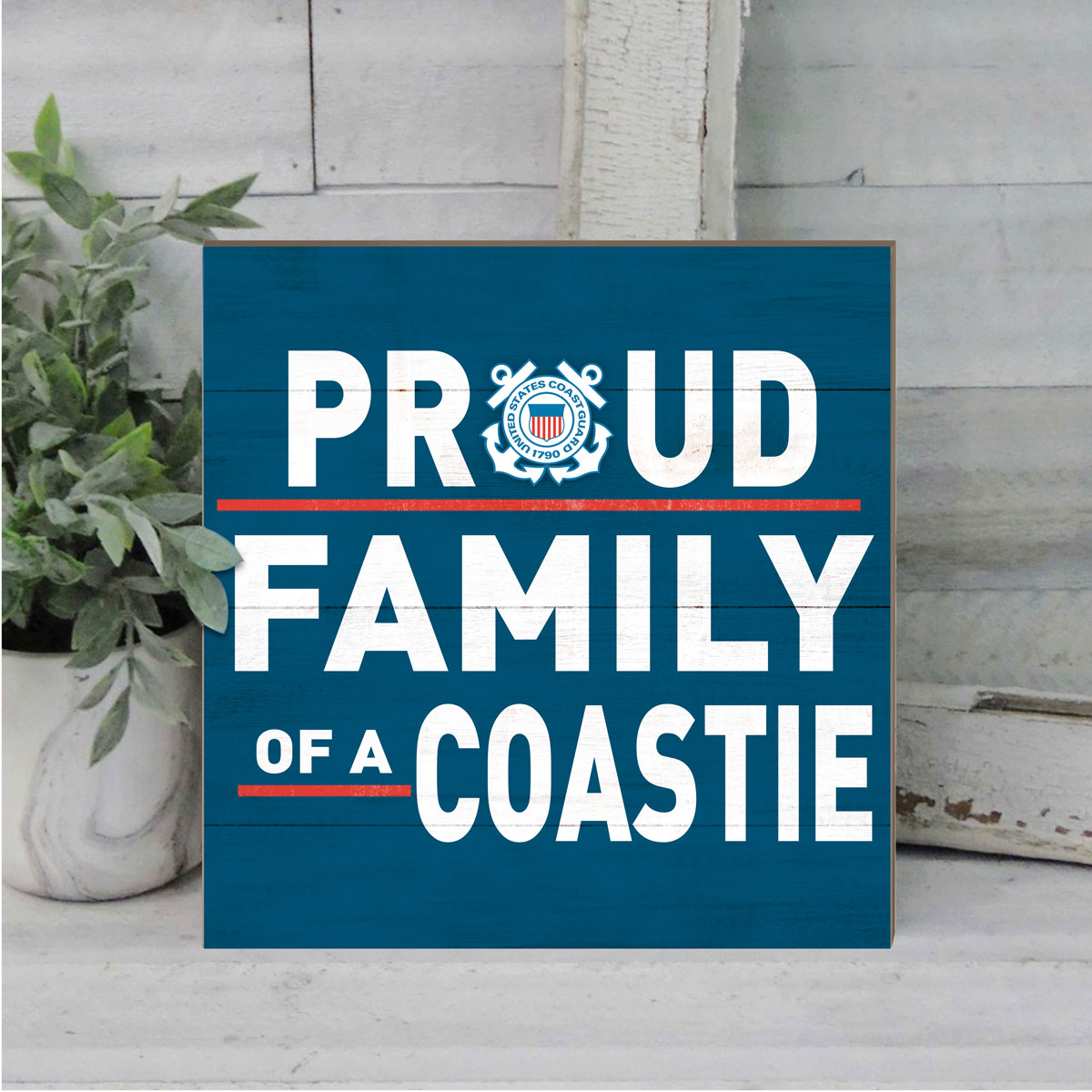 7.62 Design Coast Guard targa legno 10x10 blu famiglia