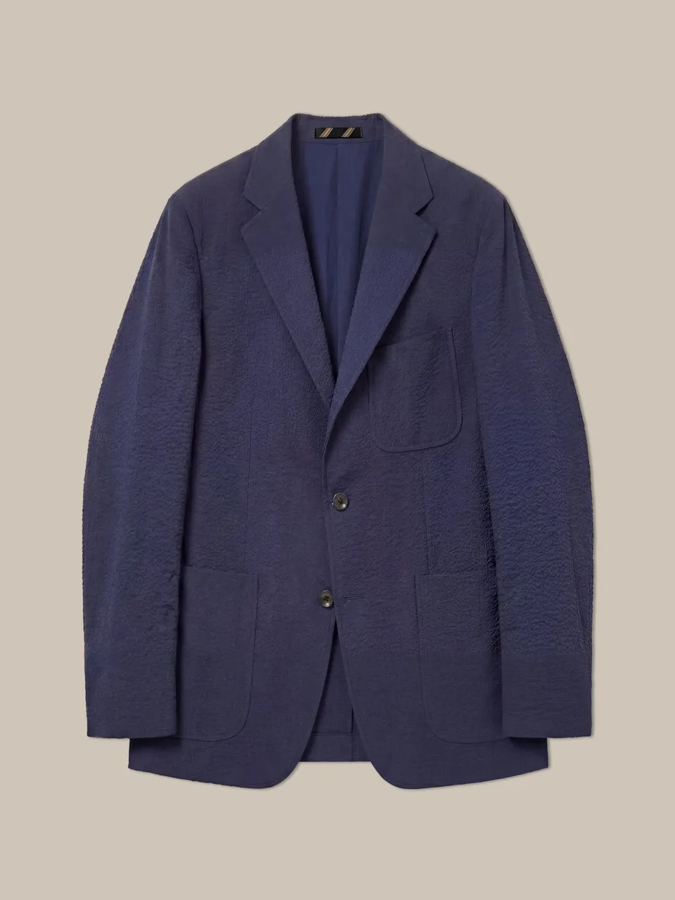 Robert Talbott Clarke blazer seersucker blu navy sfoderato