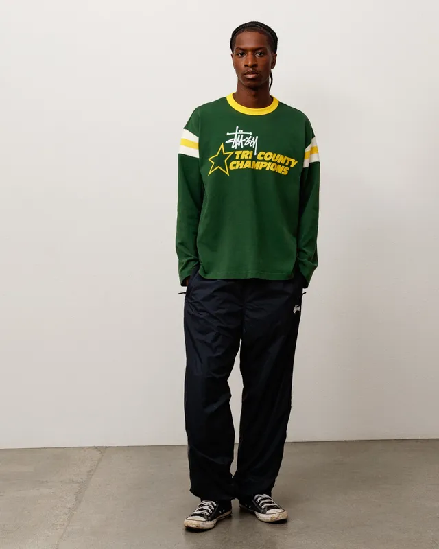 Stussy LS Ringer Tee maglietta verde manica lunga