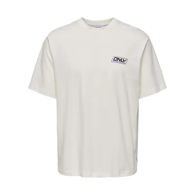 ONLY & SONS Sprint T-Shirt Cotone Bio Uomo Bianco Sporco M