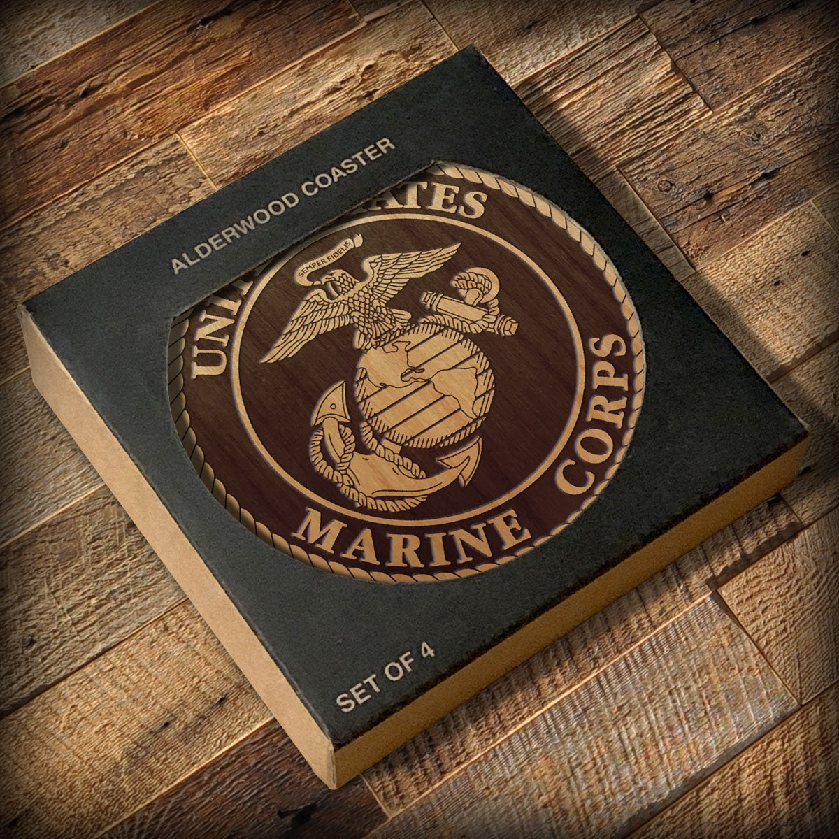 7.62 Design USMC Eagle Sottobicchieri legno set 4
