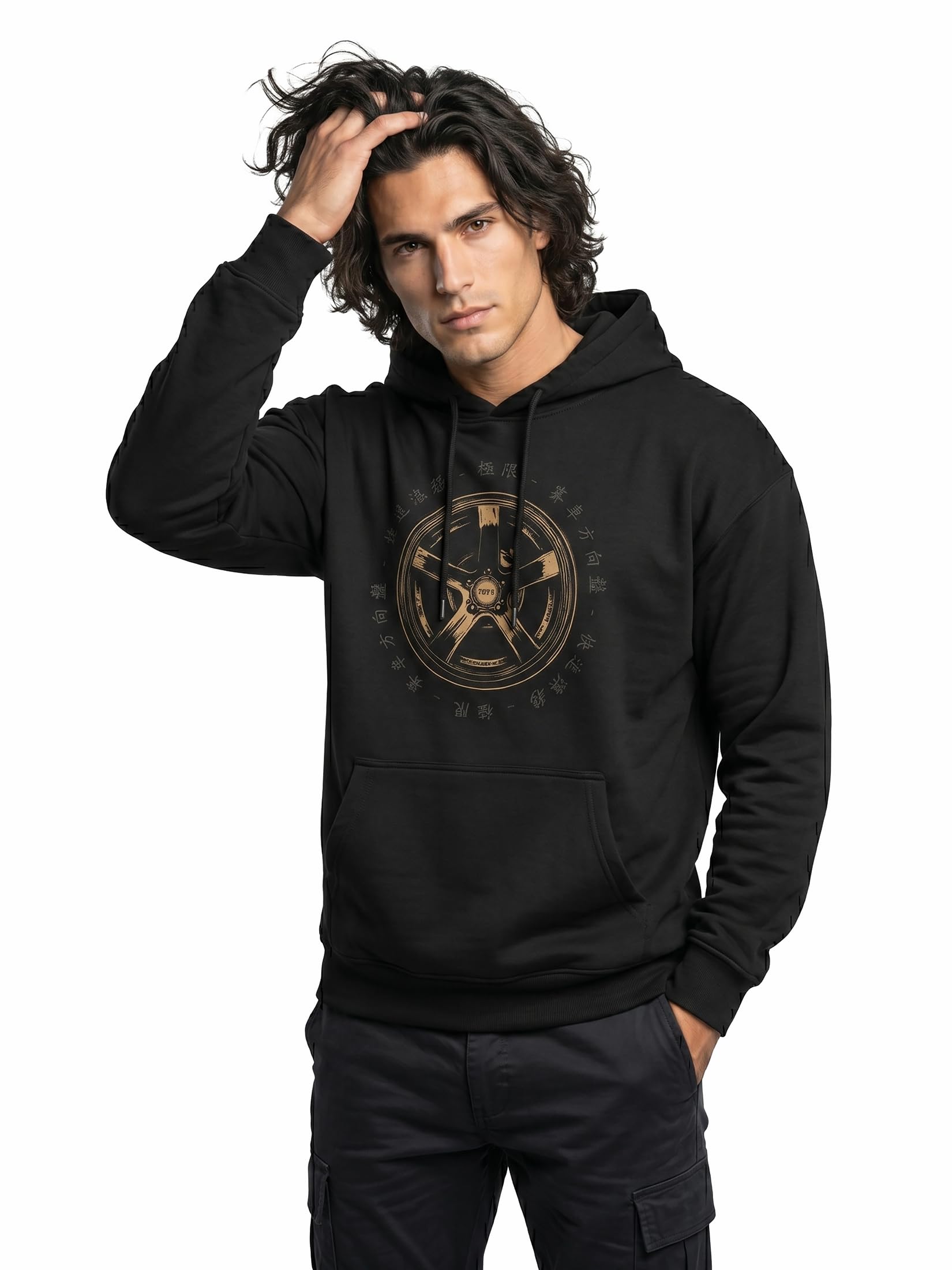 MAKAYA Racing felpa con cappuccio uomo taglia L cotone