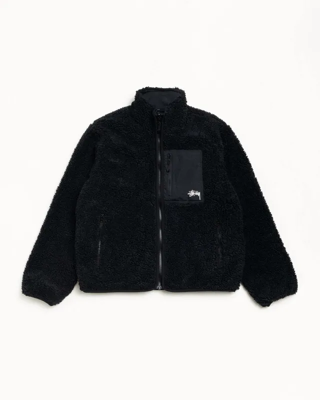 Stussy Sherpa Reversible Jacket giacca nera reversibile