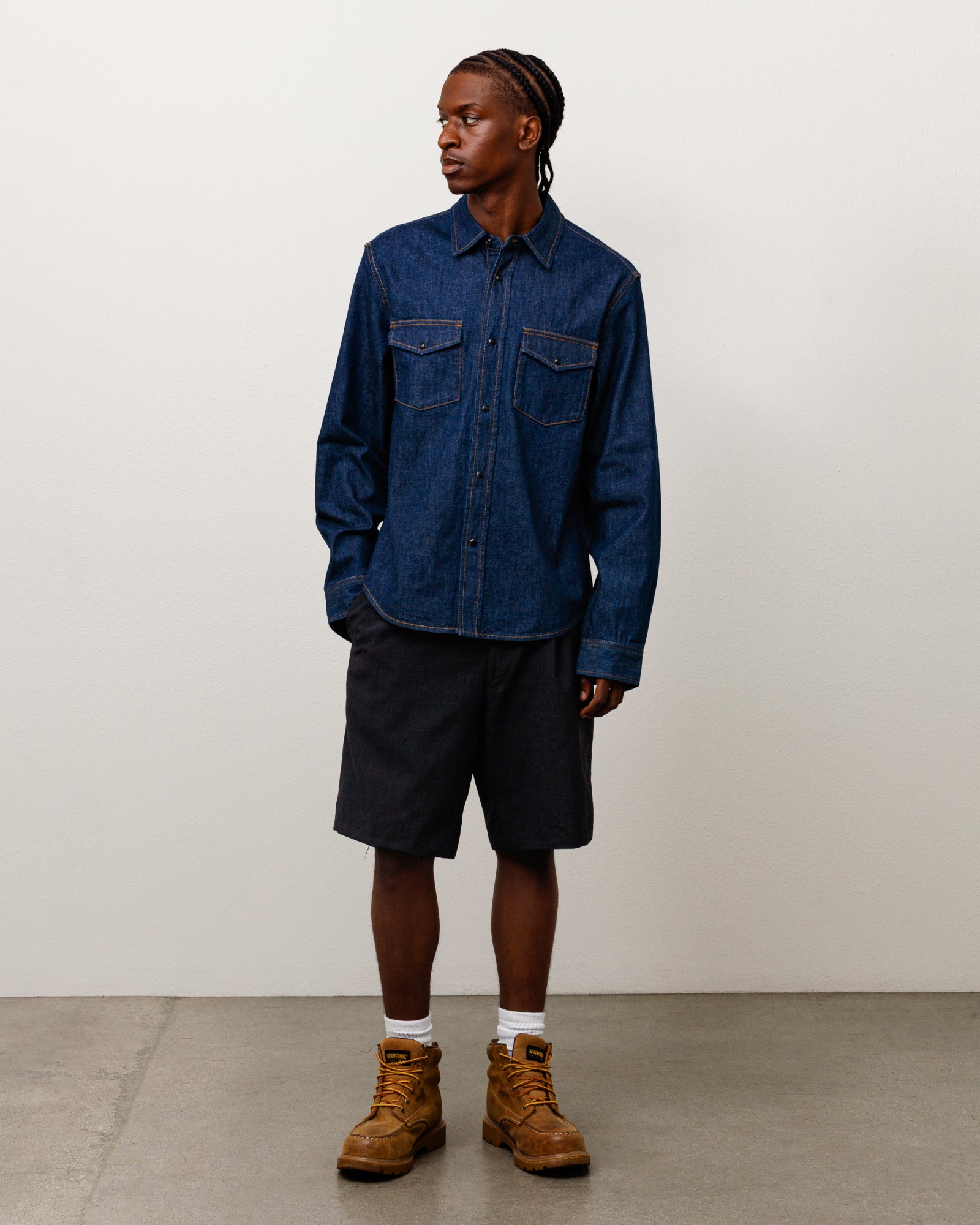 Stussy Denim Western Shirt camicia Dark Denim selvedge