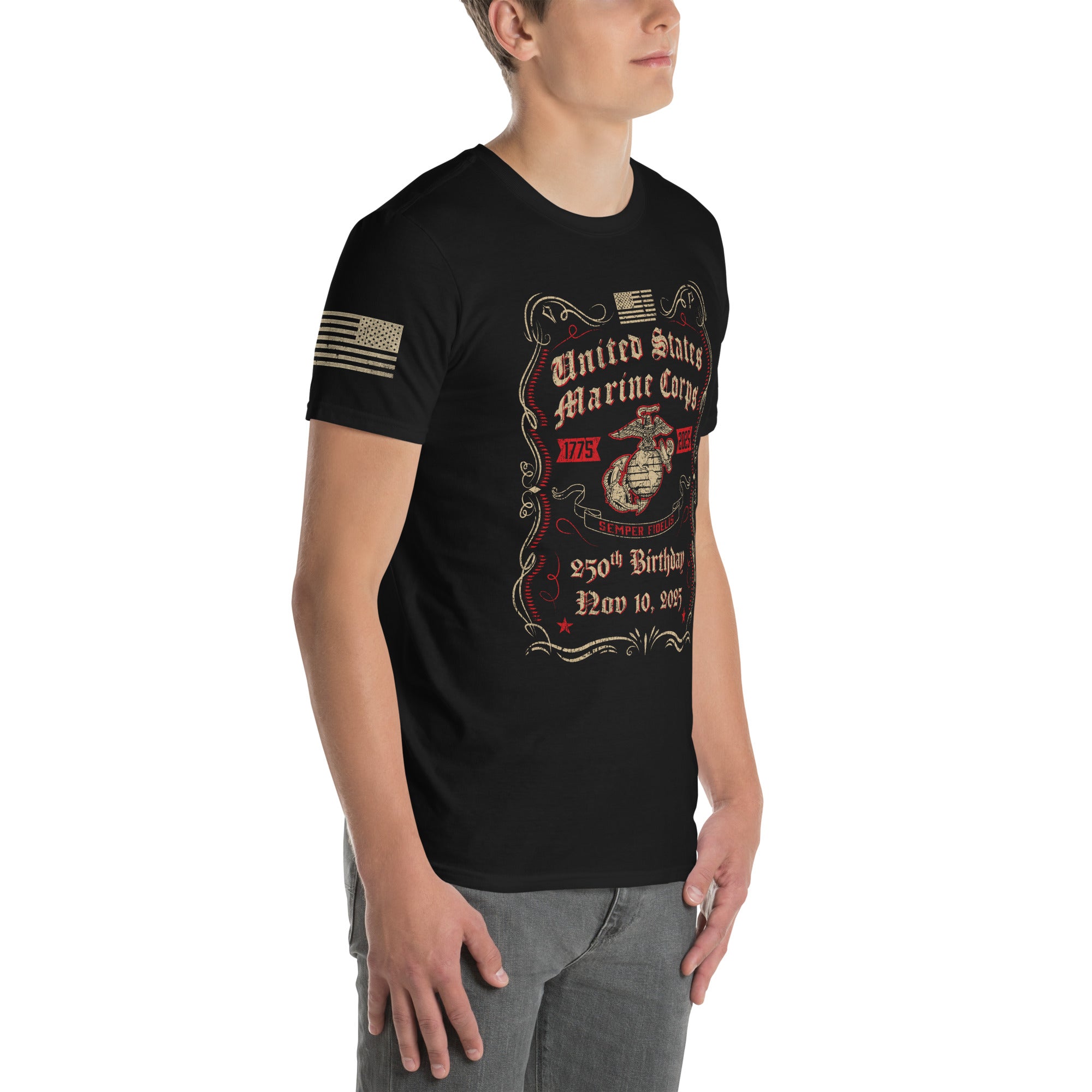 7.62 Design USMC 250th Birthday t-shirt cotone nera