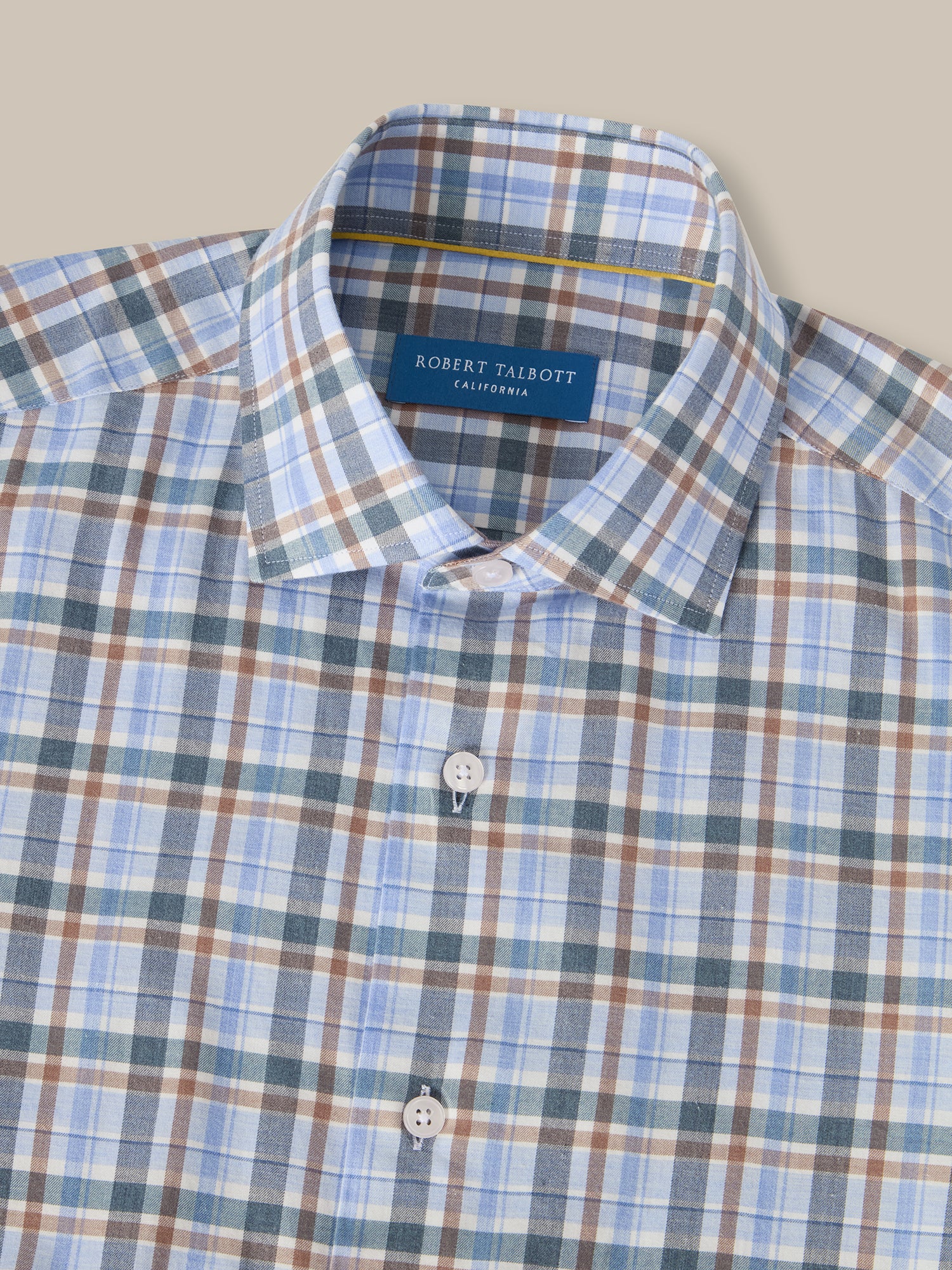Robert Talbott Reynolds Camicia Quadri Azzurra Cotone Leggero