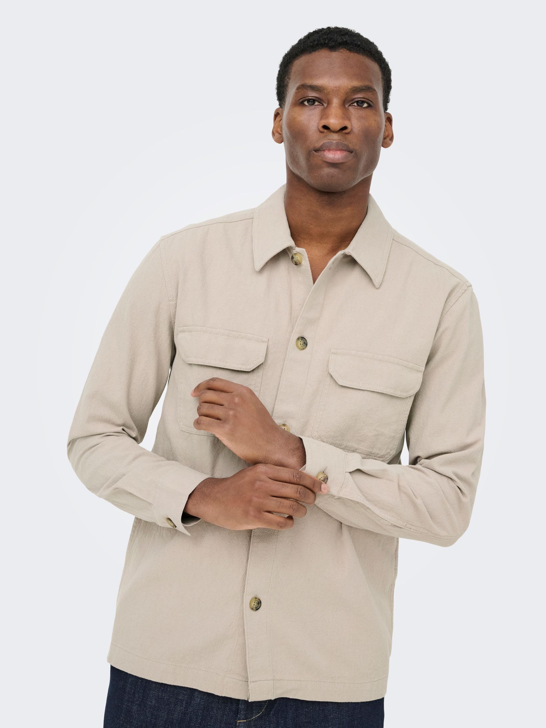 ONLY & SONS Onscolt 0570 Camicia Uomo Gardenia M Cotone