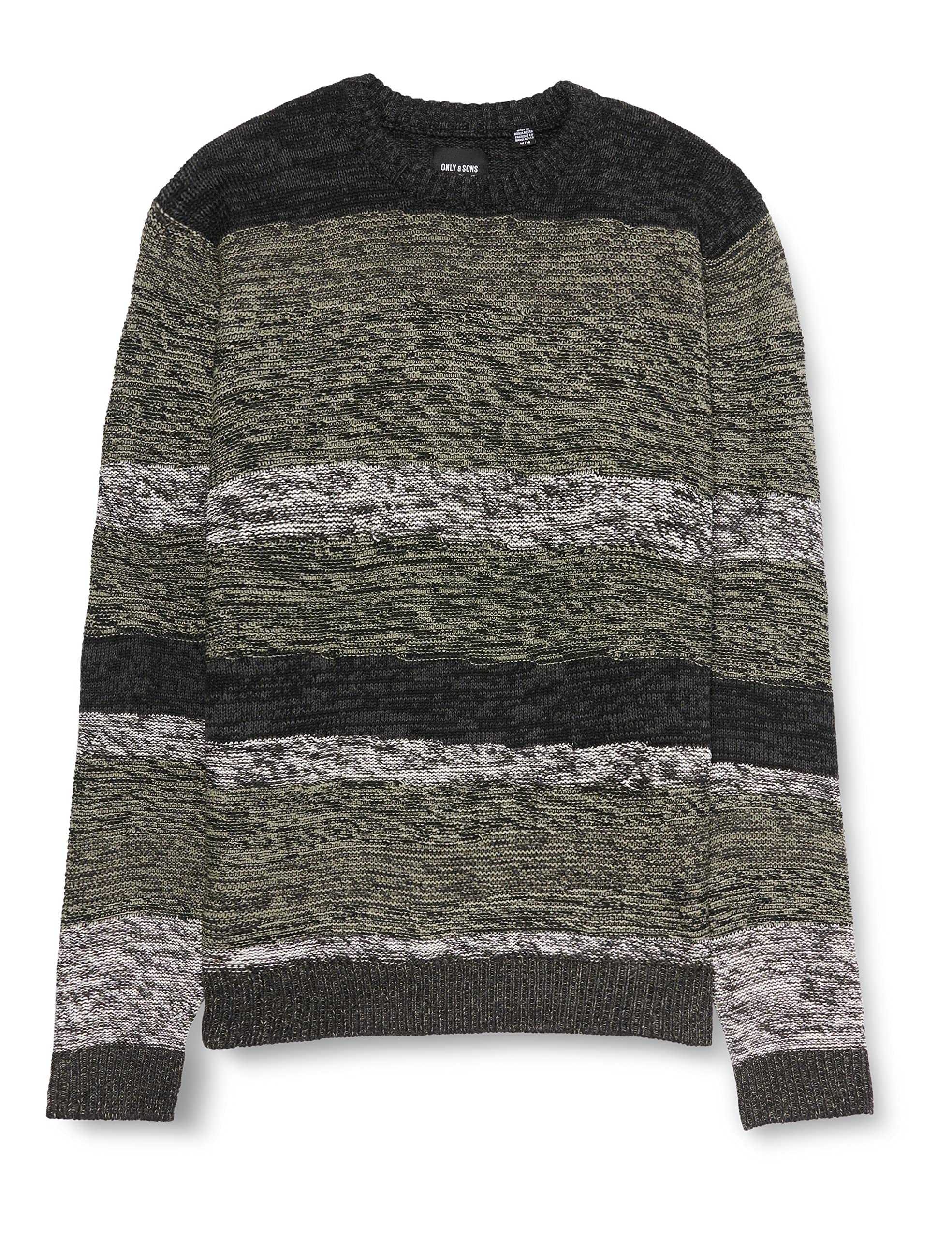 ONLY & SONS maglione uomo motivo girocollo grigio