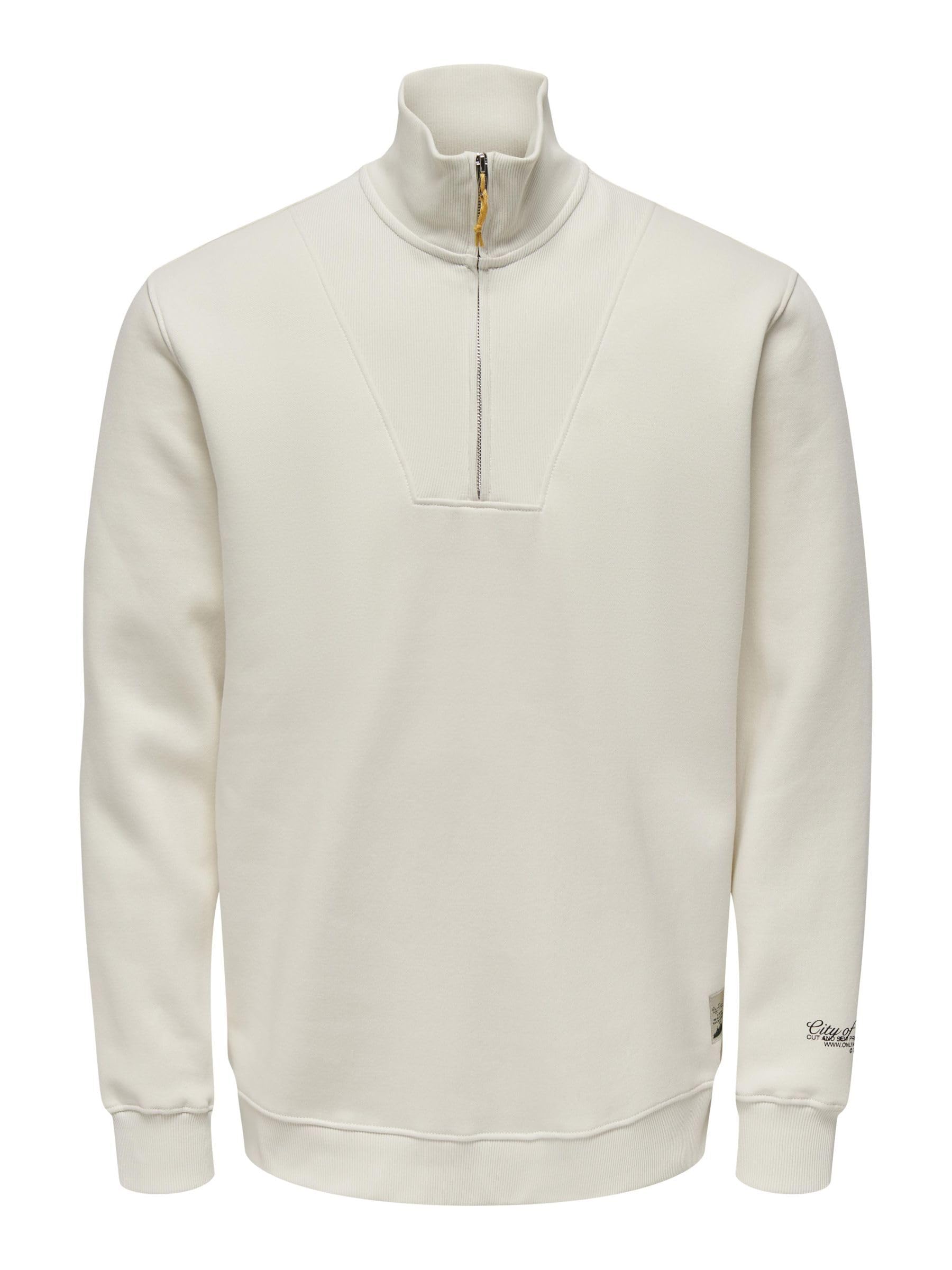 Only & Sons Pullover Uomo Zip Collo Alto Verde-4 Basic