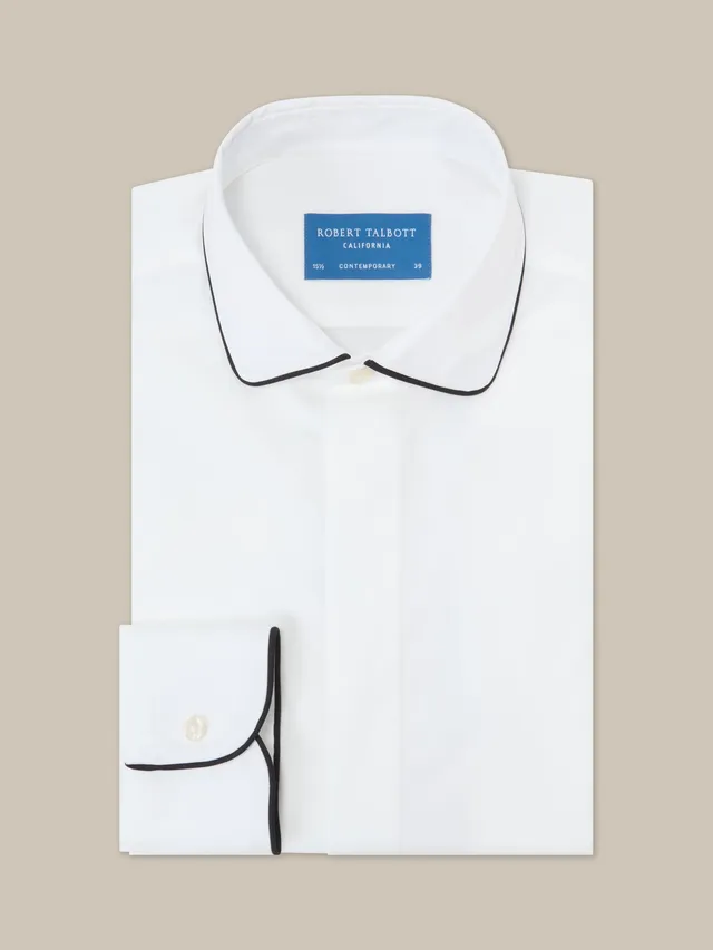 Robert Talbott Reeves Piped Camicia formal uomo White cotone