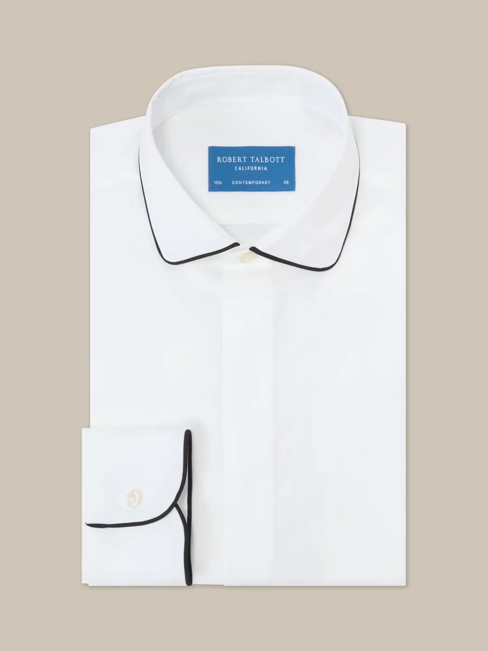 Robert Talbott Reeves Piped Camicia formal uomo White cotone