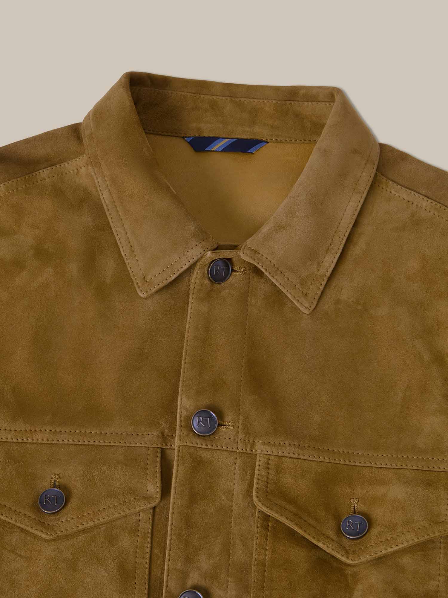 Robert Talbott Elliott giacca trucker camoscio camel
